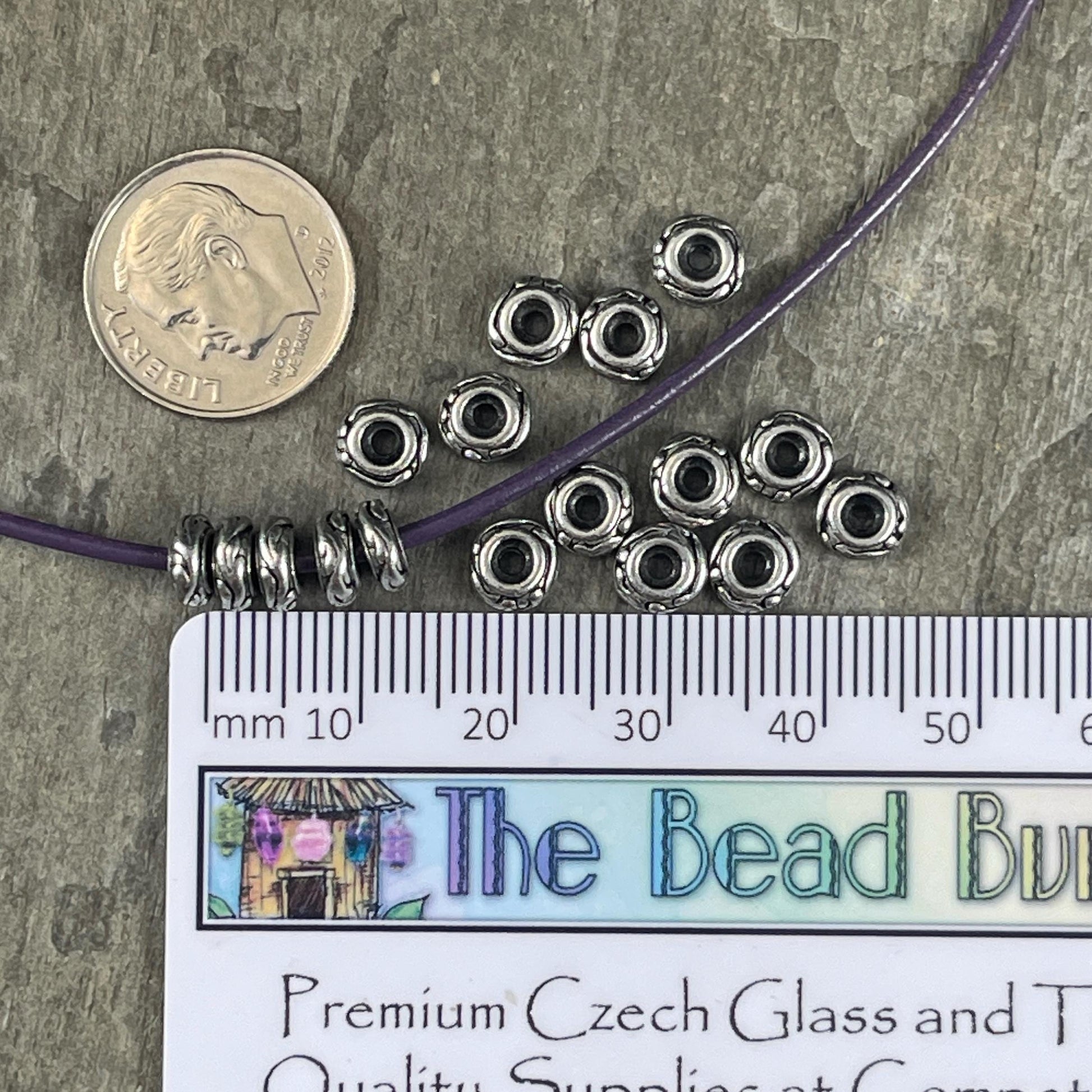 TierraCast Spacer Beads, 6mm Woodland Bead, Antiqued Pewter Rondelle Beads (PF/818-04) * Qty. 10