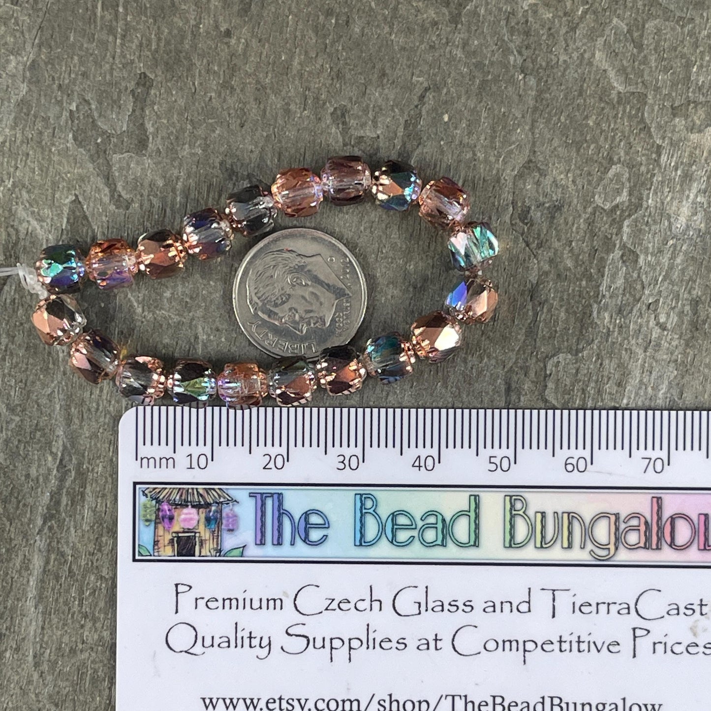 Czech Glass Beads - 6mm Cathedral Faceted Glass Beads, Transparent with Copper Half-Coat and AB Finish (CT6/N-026) * Qty. 20