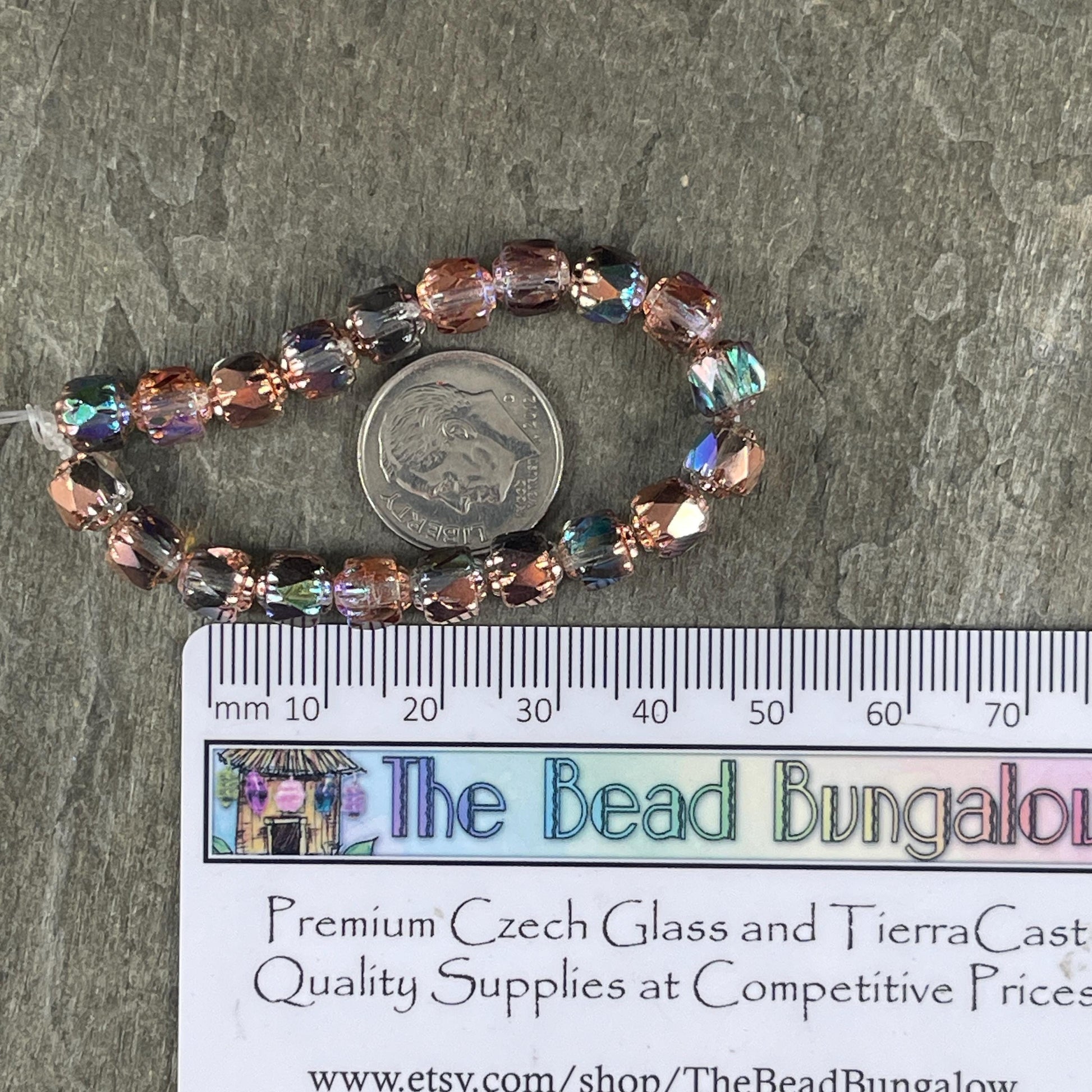 Czech Glass Beads - 6mm Cathedral Faceted Glass Beads, Transparent with Copper Half-Coat and AB Finish (CT6/N-026) * Qty. 20