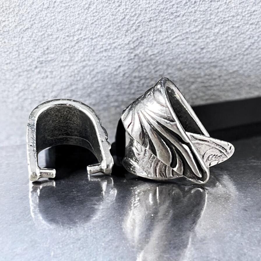 TierraCast Antiqued Silver Jardin Bail, Large 15.5mm Silver Pinch Bail with 12mm Grip Length (PF/886-77) * Qty. 2