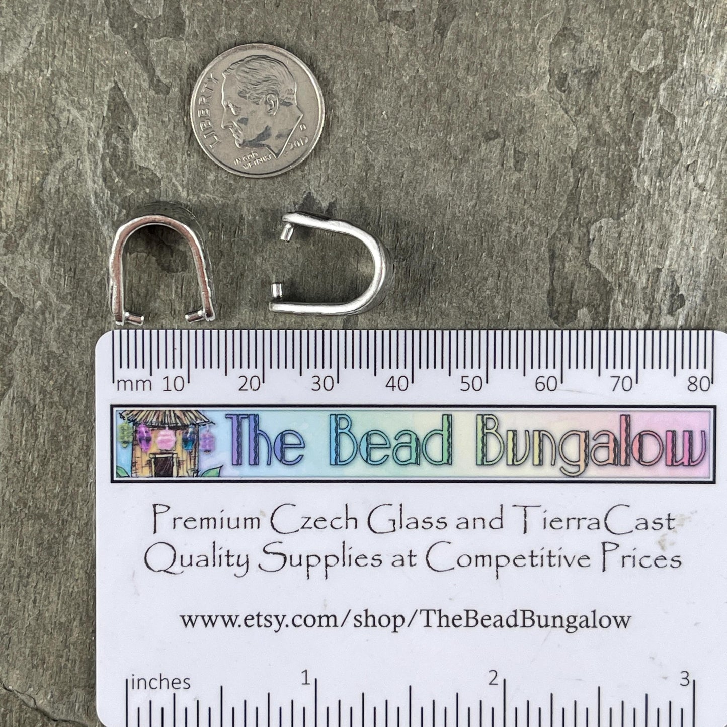 TierraCast Antiqued Silver Jardin Bail, Large 15.5mm Silver Pinch Bail with 12mm Grip Length (PF/886-77) * Qty. 2