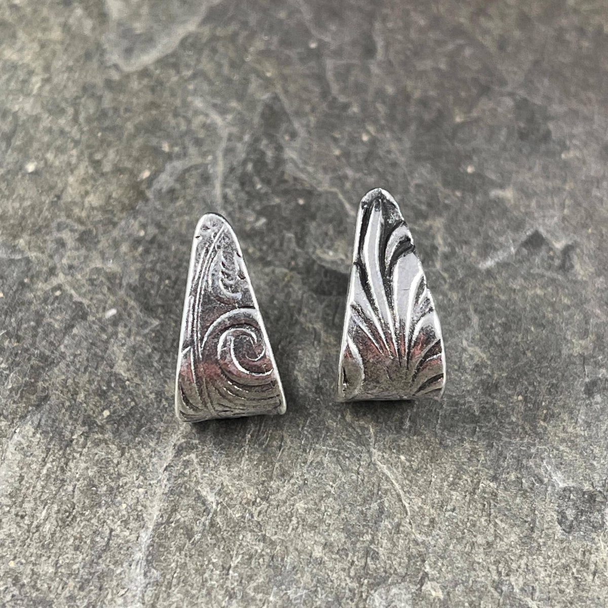 TierraCast 15.5mm Jardin Pinch Bail, Antiqued Silver Plated Pewter (PF/886-77) * Qty. 2