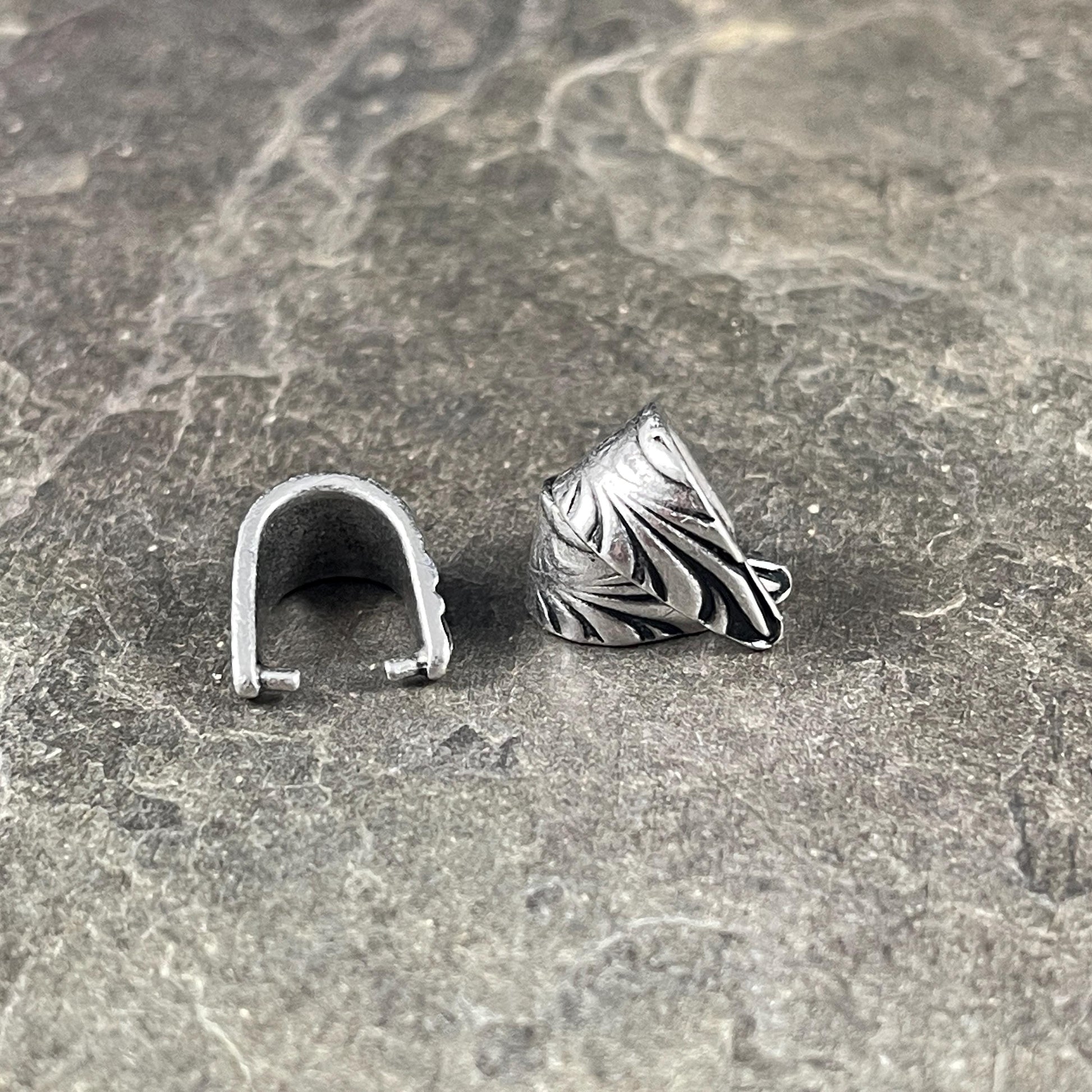 TierraCast Antiqued Pewter Jardin Bail, Large 15.5mm Silver Pinch Bail with 12mm Grip Length (PF/886-04) * Qty. 2