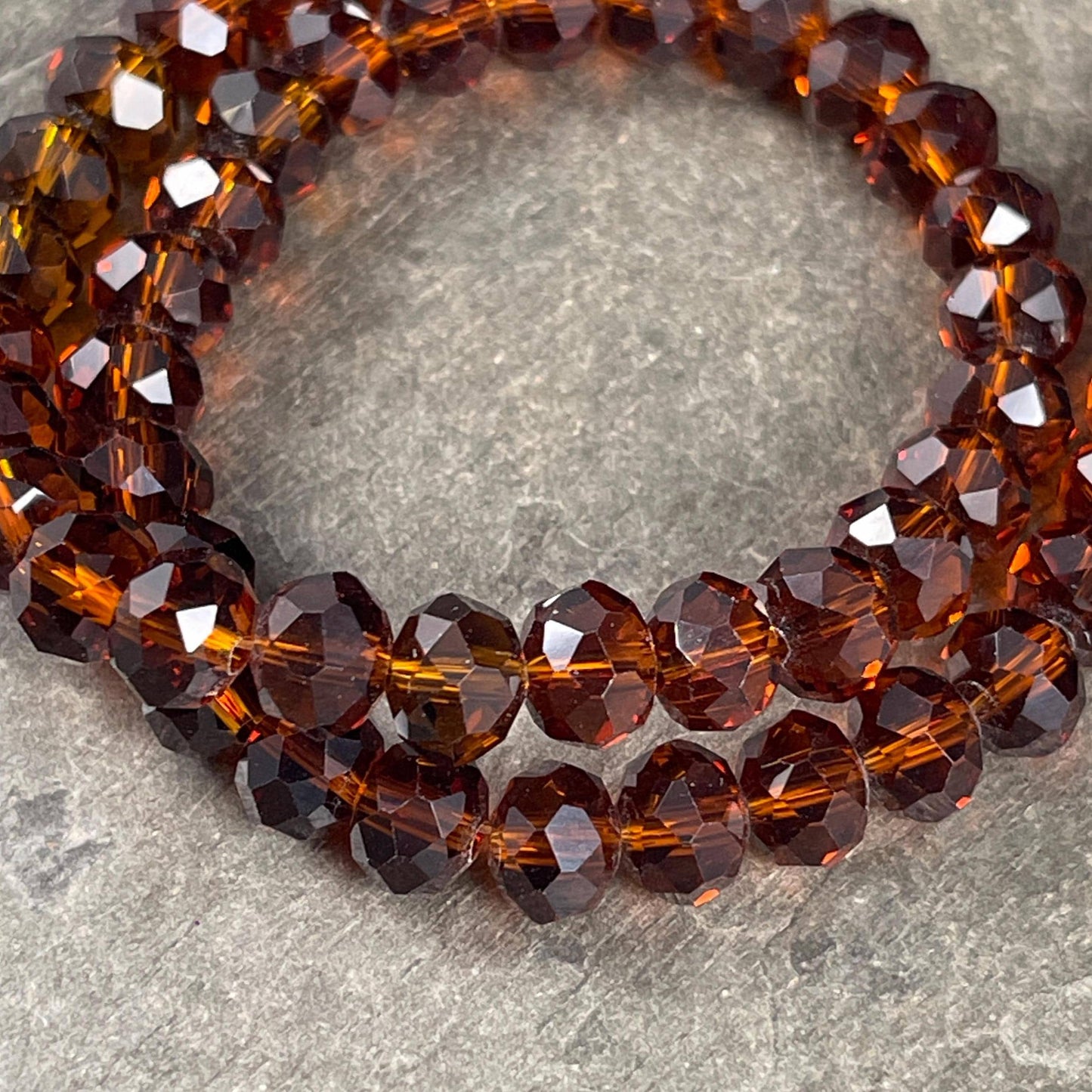 Transparent Dark Brown 8x6mm Rondelle, Root Beer Brown Faceted Glass Beads (DkTopaz-8) * 36 Beads