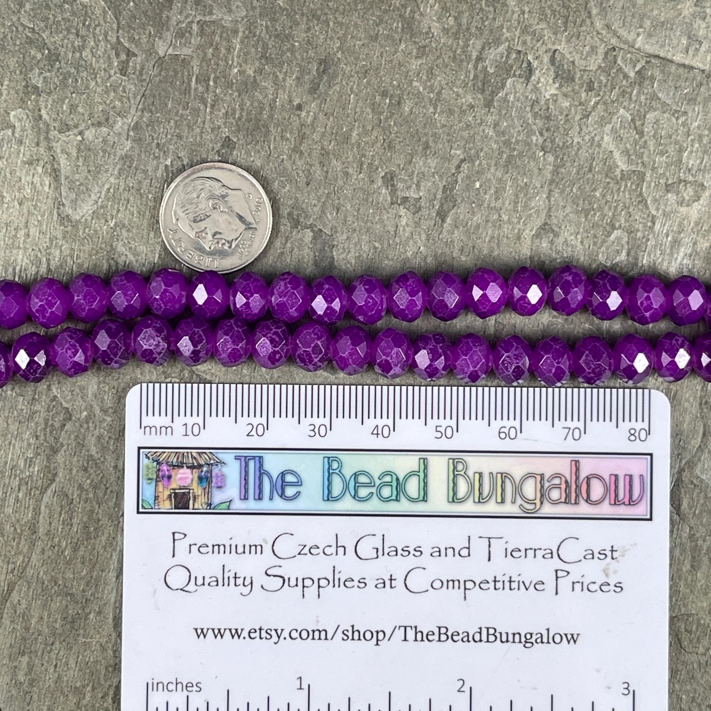 Neon Purple 8x6mm Rondelle, Bright Purple Faceted Glass Beads (NeonPurple-8) * 36 Beads