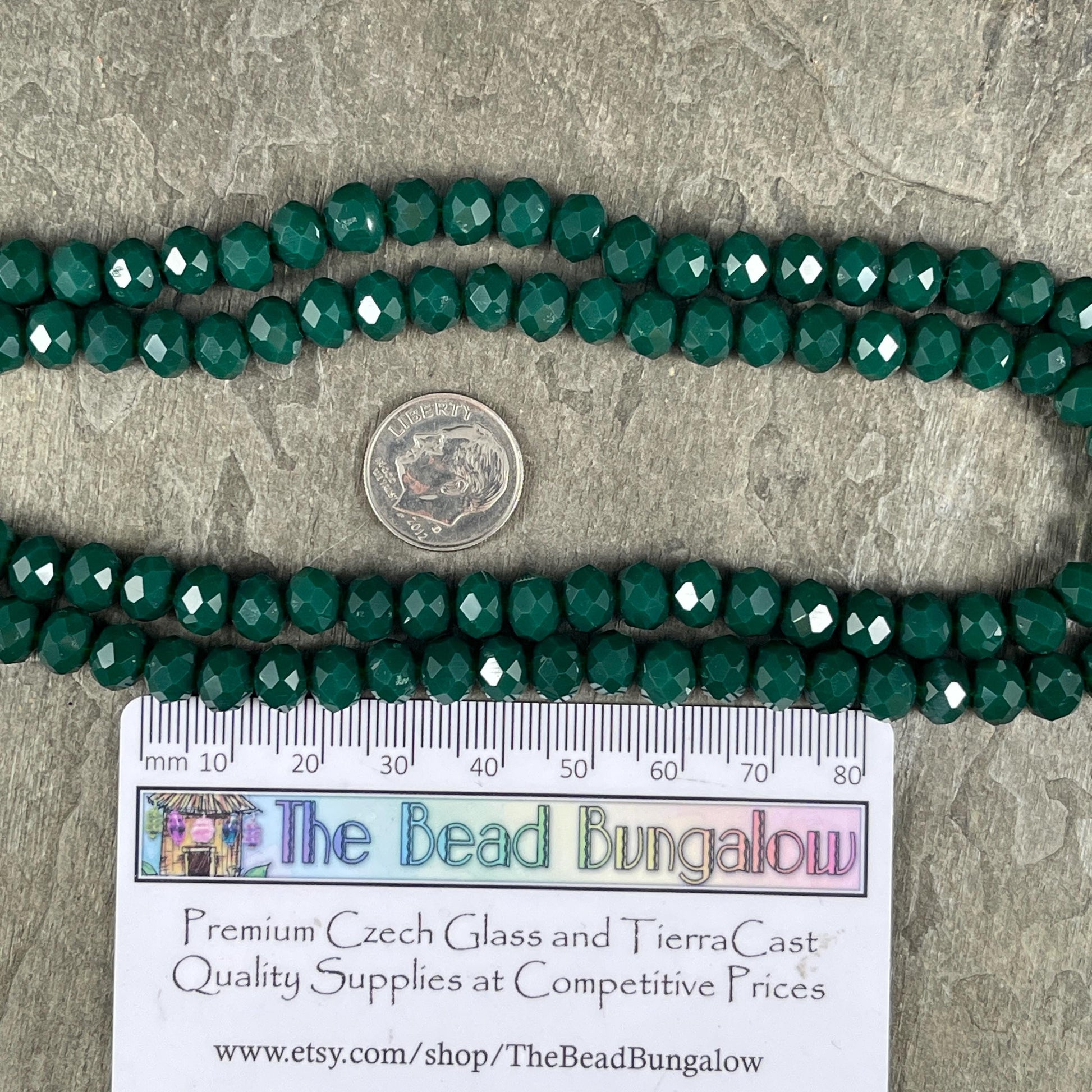 Dark Teal 8x6mm Rondelle, Teal Green Faceted Glass Beads (DarkTeal-8) * 36 Beads