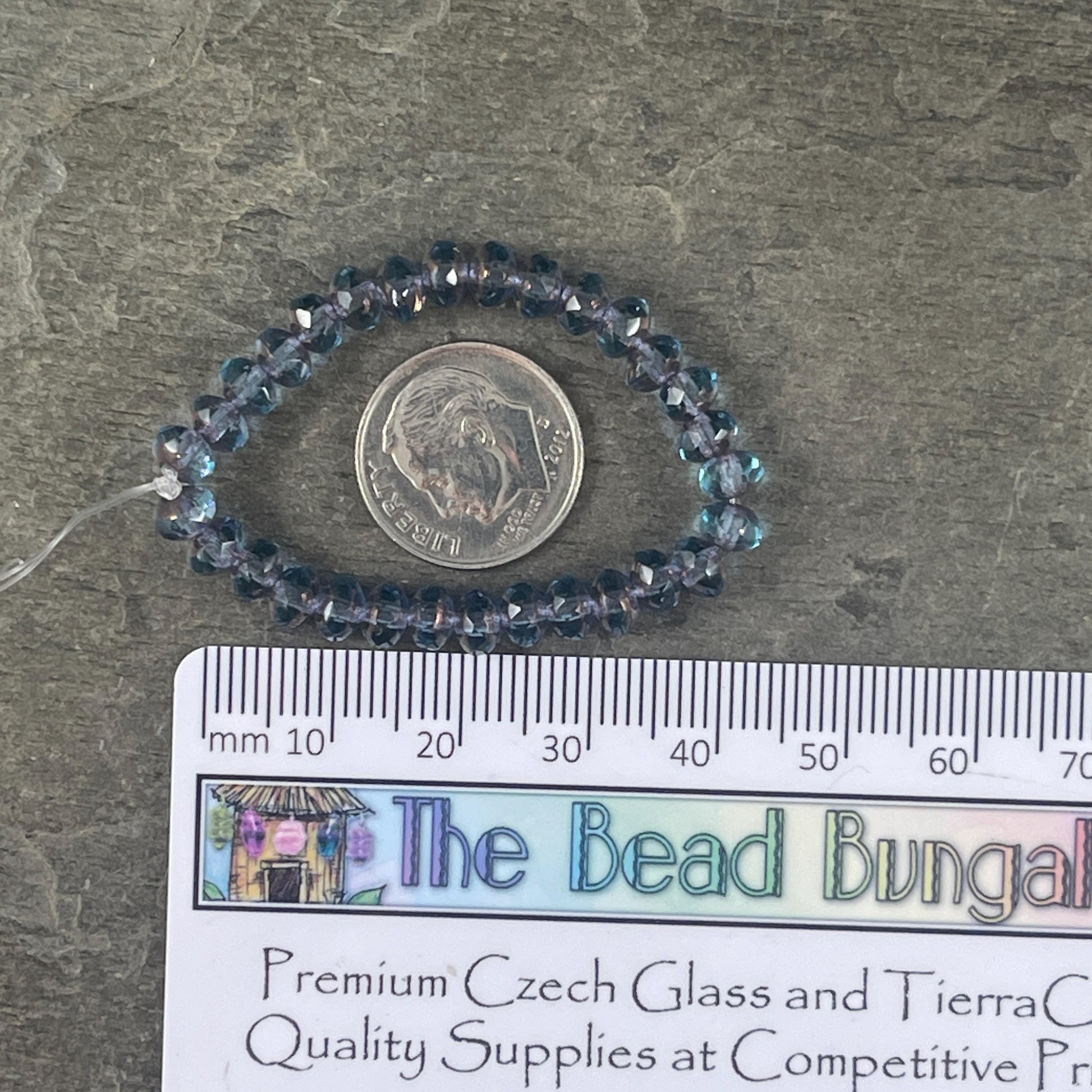 Transparent Indigo Blue Faceted Rondelles, 5x3mm Czech Glass Beads, Transparent Sapphire with Purple Luster Finish (R5/N-0369) * Qty. 30
