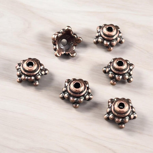 TierraCast Bead Caps - Antiqued Copper Beaded 7.75mm Star Bead Cap (PF/767-87) * Qty. 10