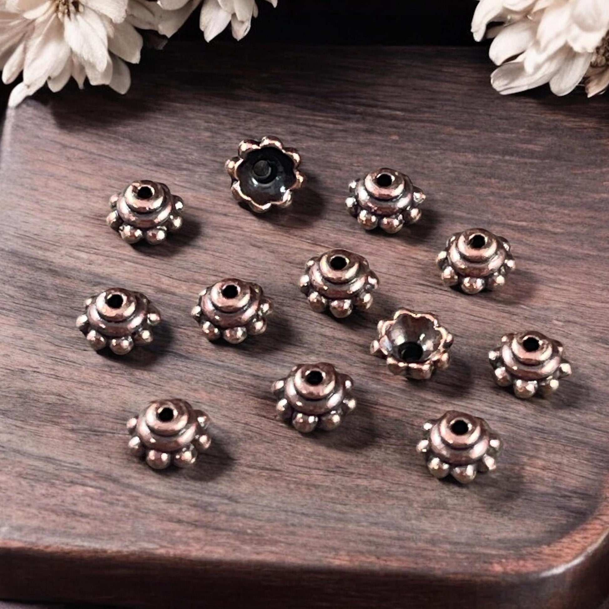 TierraCast Antiqued Copper Bead Caps, 5.25mm Copper Plated Bead Caps (PF/776-87) * Qty. 20
