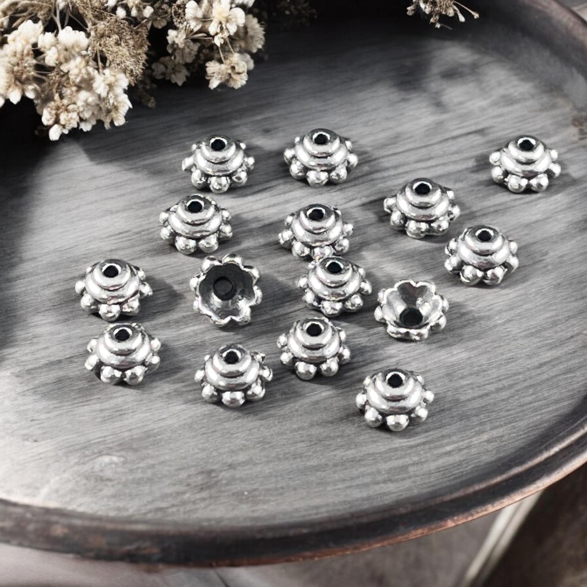TierraCast Antiqued Silver Bead Caps, 5.25mm Silver Plated Bead Caps (PF/776-77) * Qty. 20