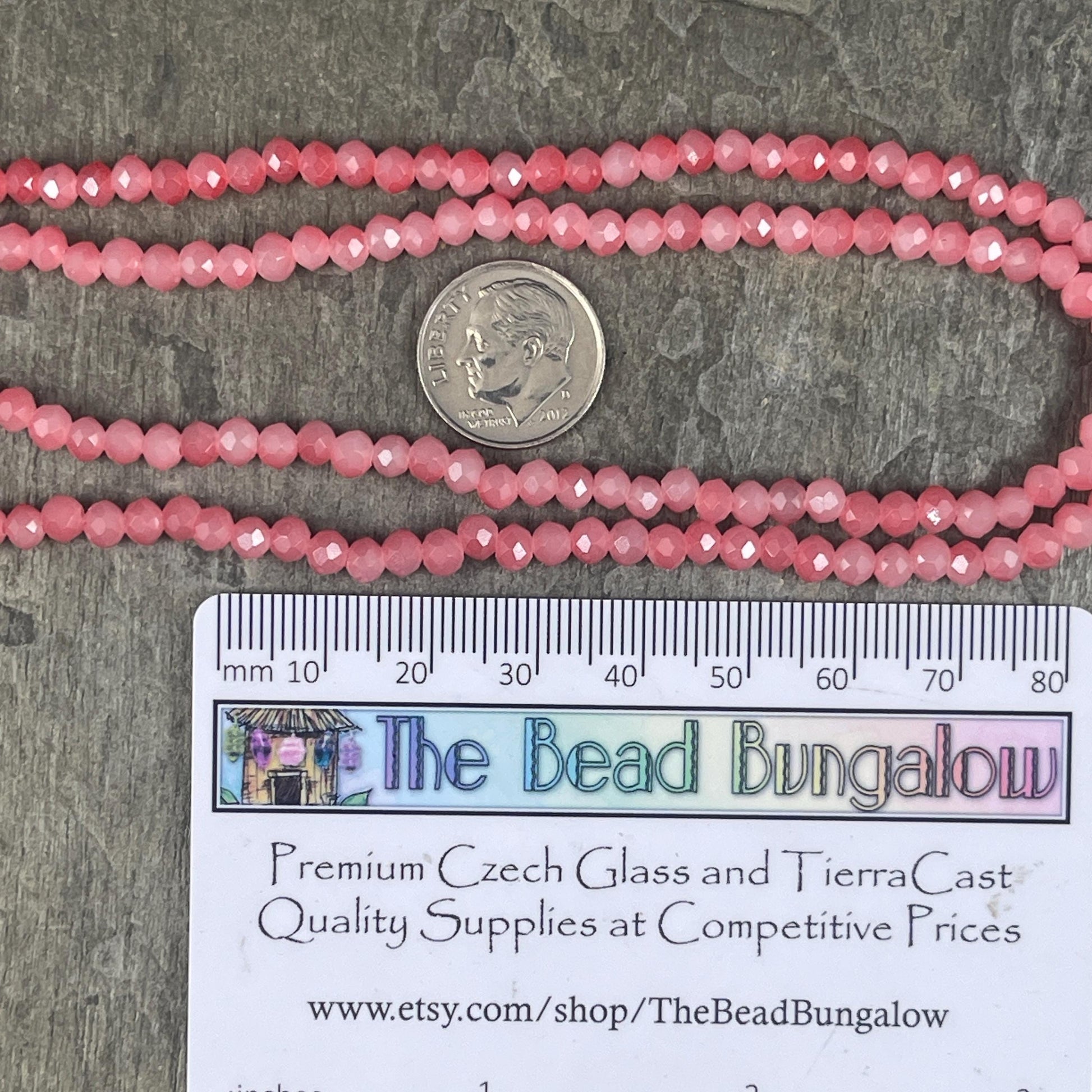 Vibrant Pink 4x3mm Faceted Glass Beads, Watermelon Pink Glass Beads (Watermelon-4) * 100 Beads