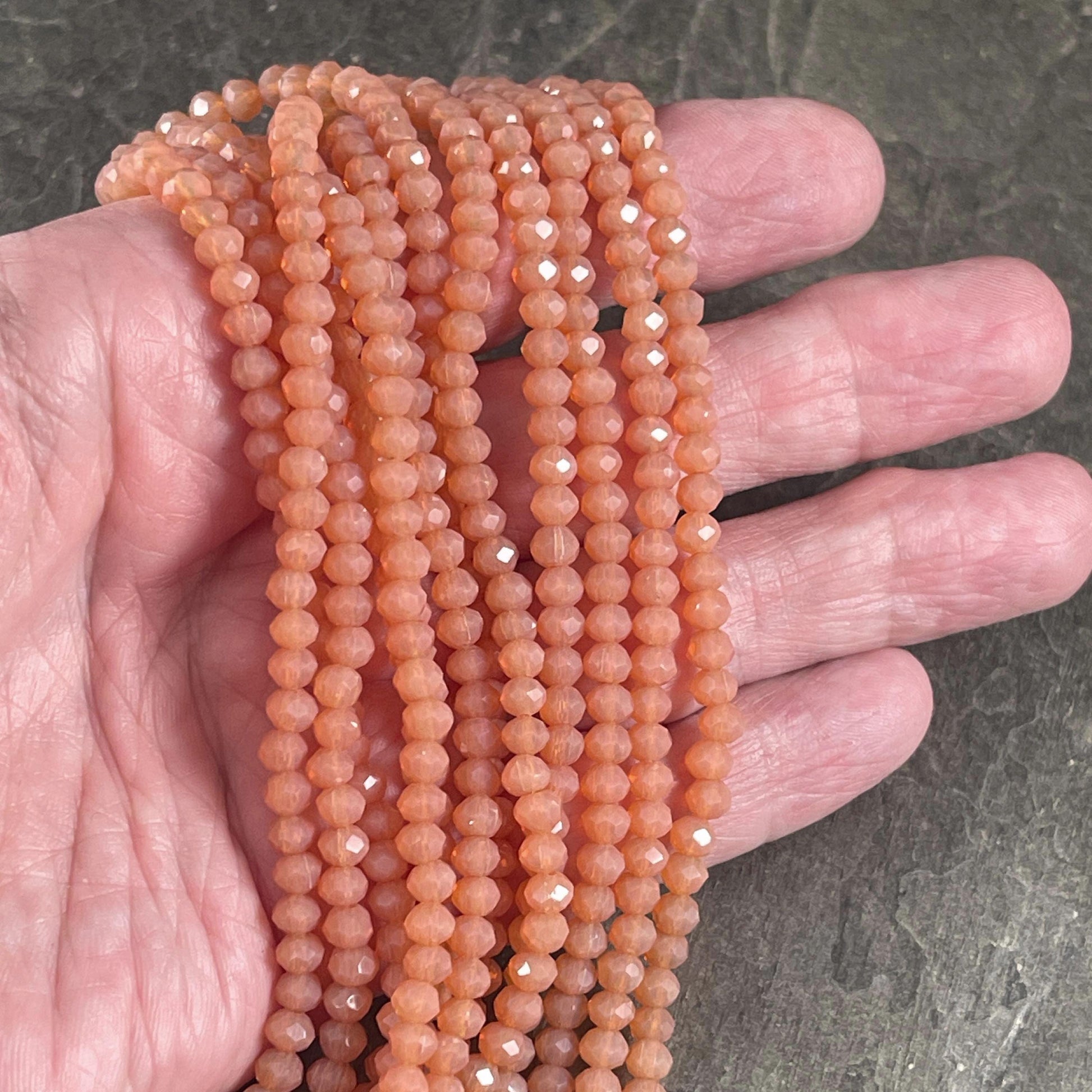Butterscotch Orange 4x3mm Faceted Glass Beads, Milky Orange Opaline Rondelles (MilkyOrange-4) * 100 Beads