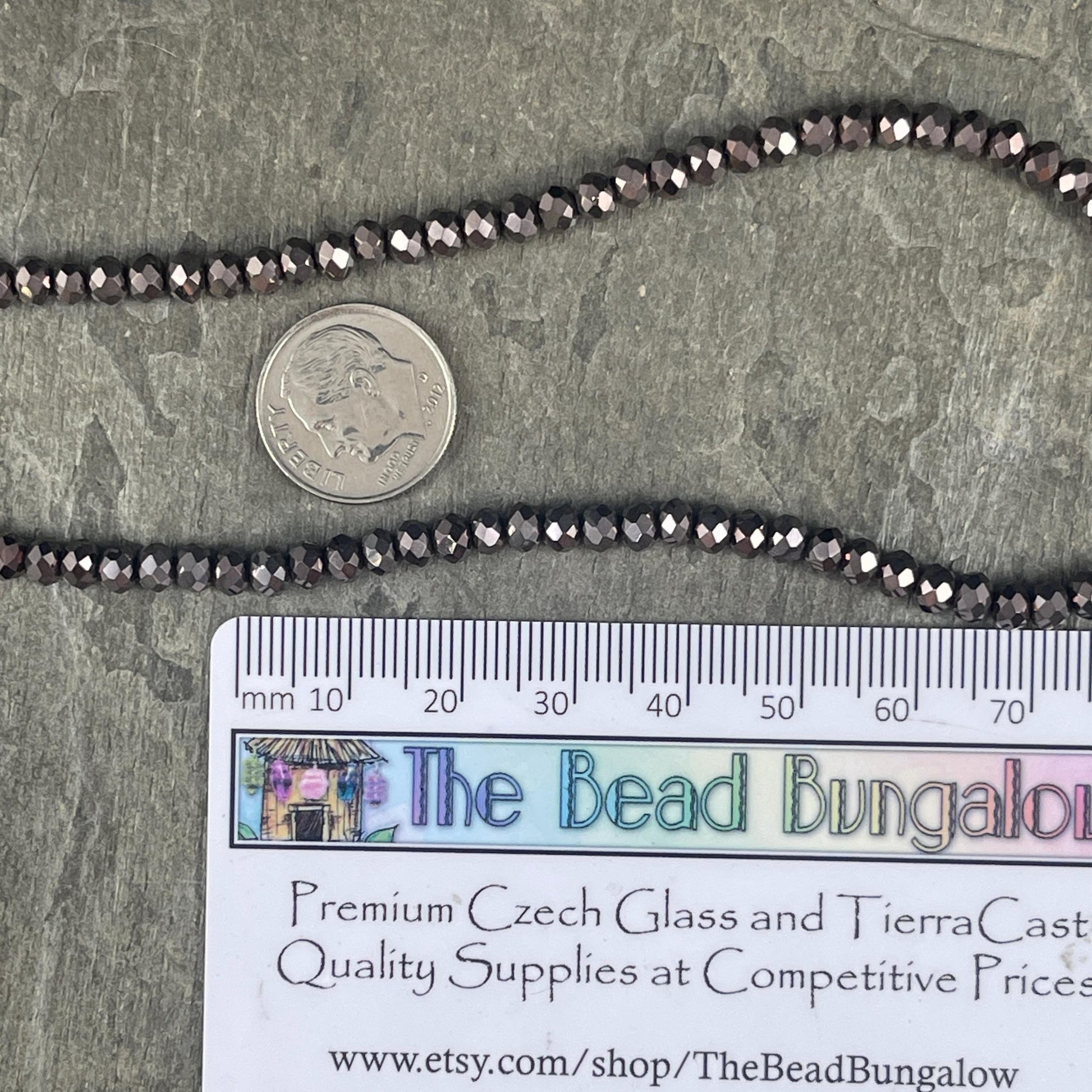 Dark Bronze Metallic 4x3mm Faceted Glass Beads, Metallic Dark Brown (DkBronze-4) * 100 Beads