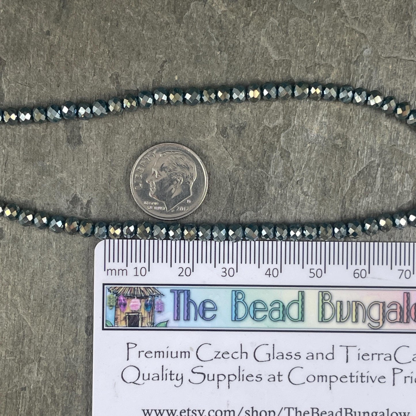Hematite 4x3mm Faceted Glass Beads, Gunmetal, Dark Gray with AB Finish (HematiteAB-4) * 100 Beads