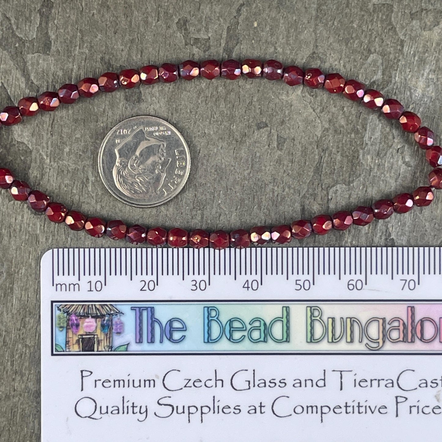 Czech Glass Beads - 4mm Chestnut Red, Burnt Umber with Purple Bronze Luster Faceted Glass Beads (FP4/N-091) * Qty. 50