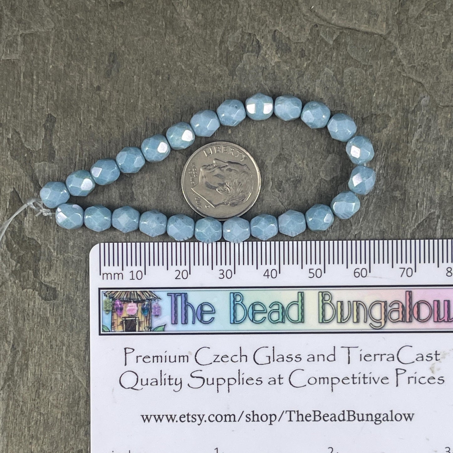 Czech Glass Beads - 6mm Slate Blue Faceted Round Glass Beads (FP6/N-048) * Qty. 25