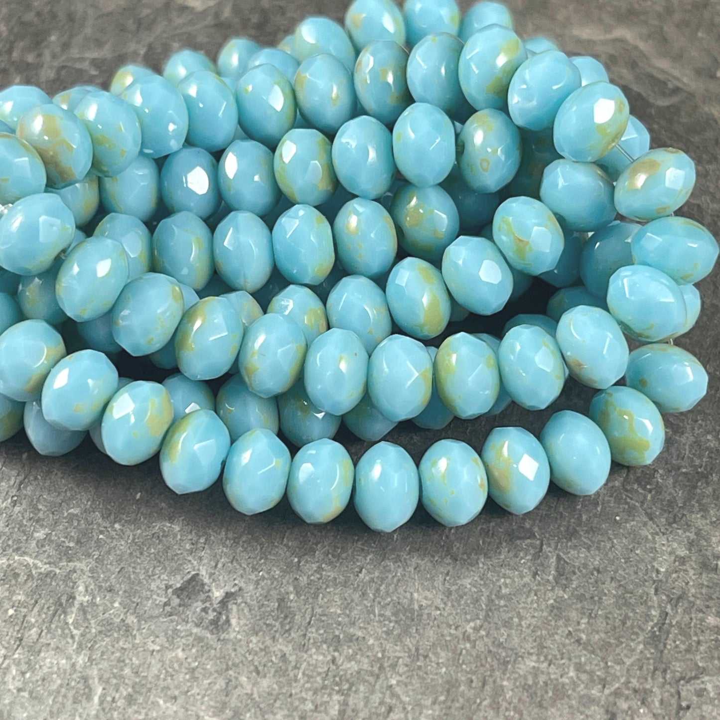 Czech Glass Beads - 7x5mm Sky Blue Faceted Rondelles (R7/N-0751) * Qty. 25