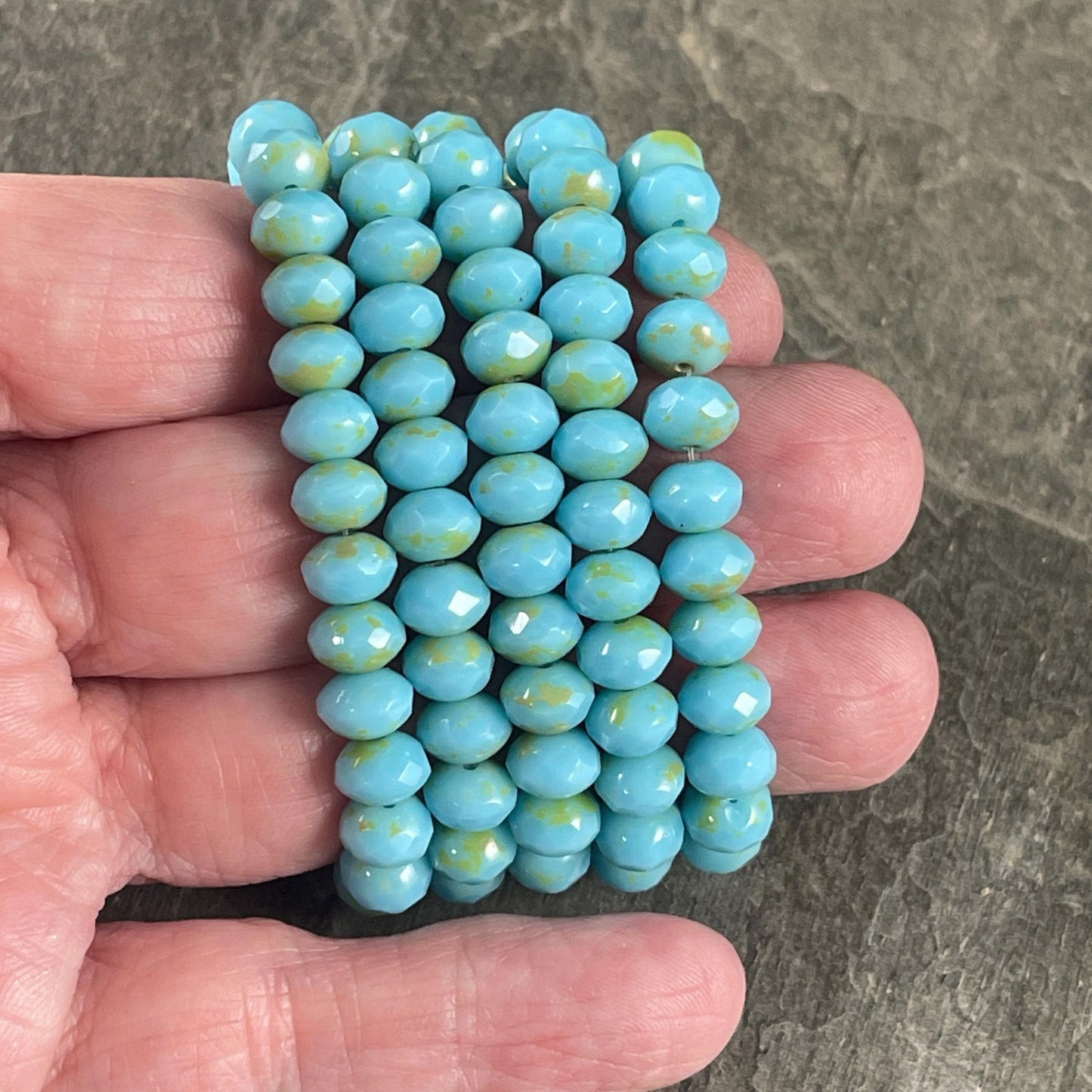 Czech Glass Beads - 7x5mm Sky Blue Faceted Rondelles (R7/N-0751) * Qty. 25