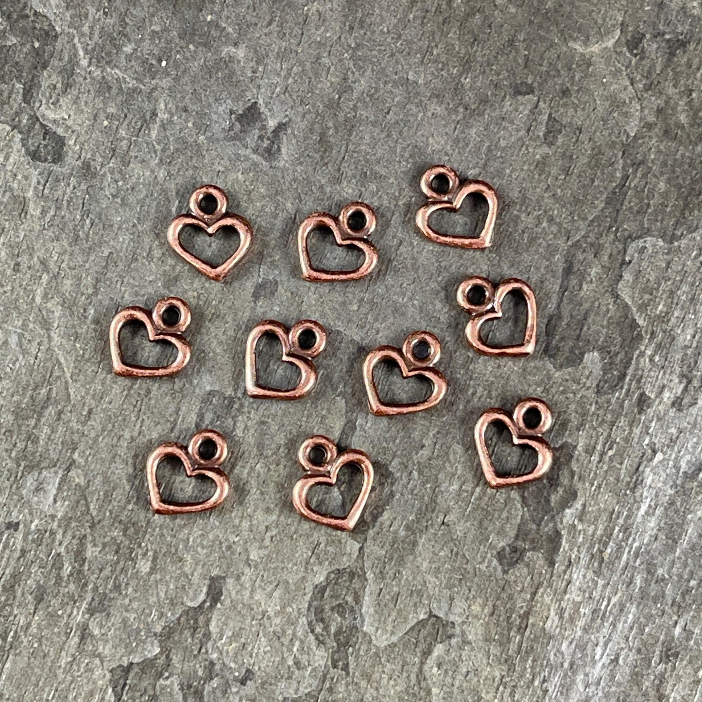TierraCast Open Heart Charm, Small Heart Charms for Charm Bracelet, Earring Charms (PF/442-87) * Qty. 10