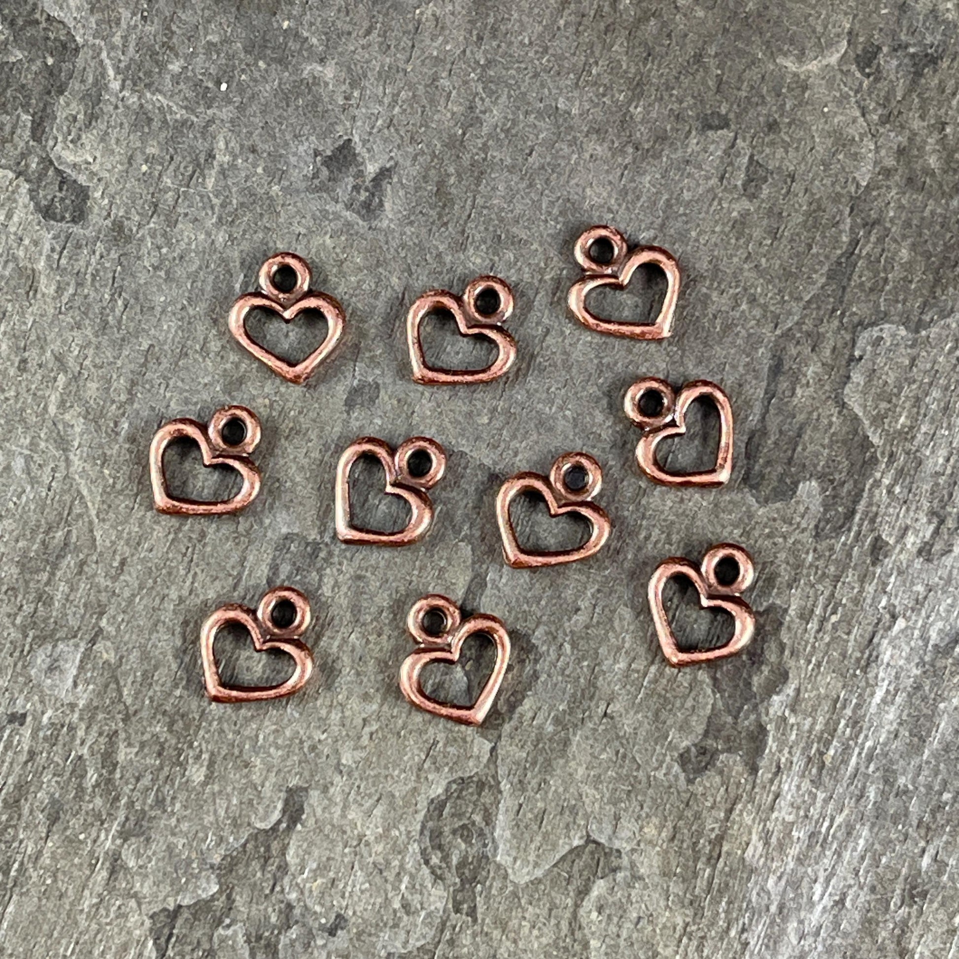 TierraCast Open Heart Charm, Small Heart Charms for Charm Bracelet, Earring Charms (PF/442-87) * Qty. 10