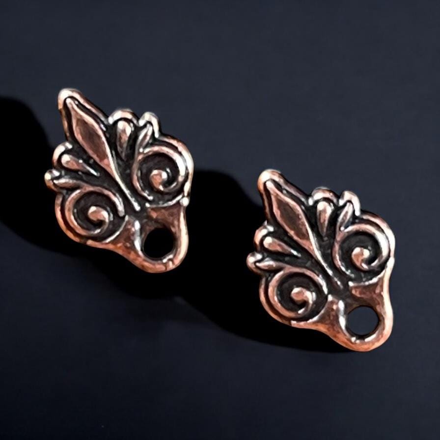 TierraCast Vignette Earring Post, Antiqued Copper Titanium Post Earring (PF/1046-87) * Qty. 4