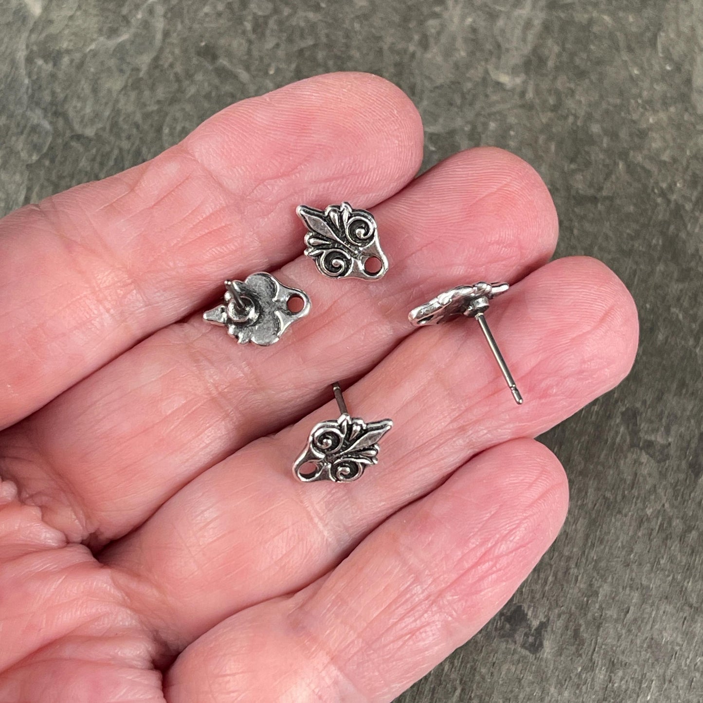 TierraCast Vignette Earring Post, Antiqued Silver with Titanium Post Earring (PF/428-77) * Qty. 4
