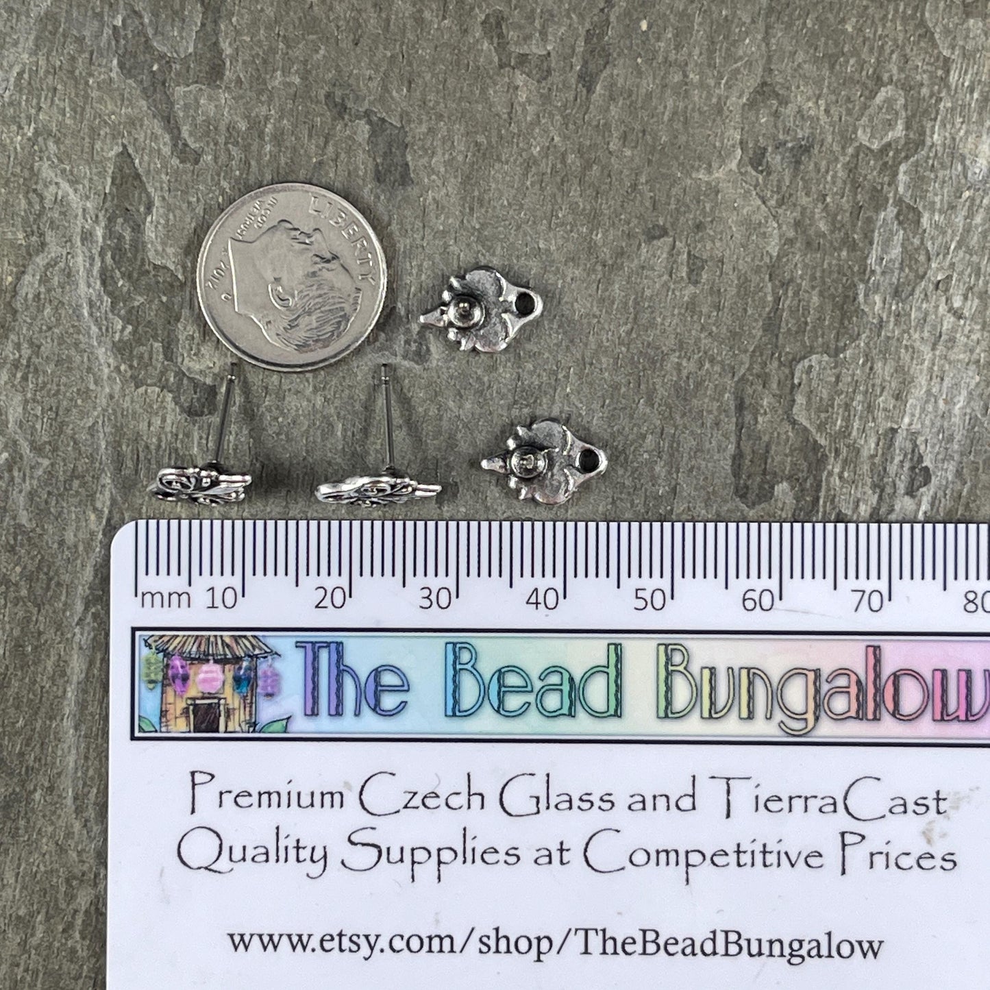 TierraCast Vignette Earring Post, Antiqued Silver with Titanium Post Earring (PF/428-77) * Qty. 4