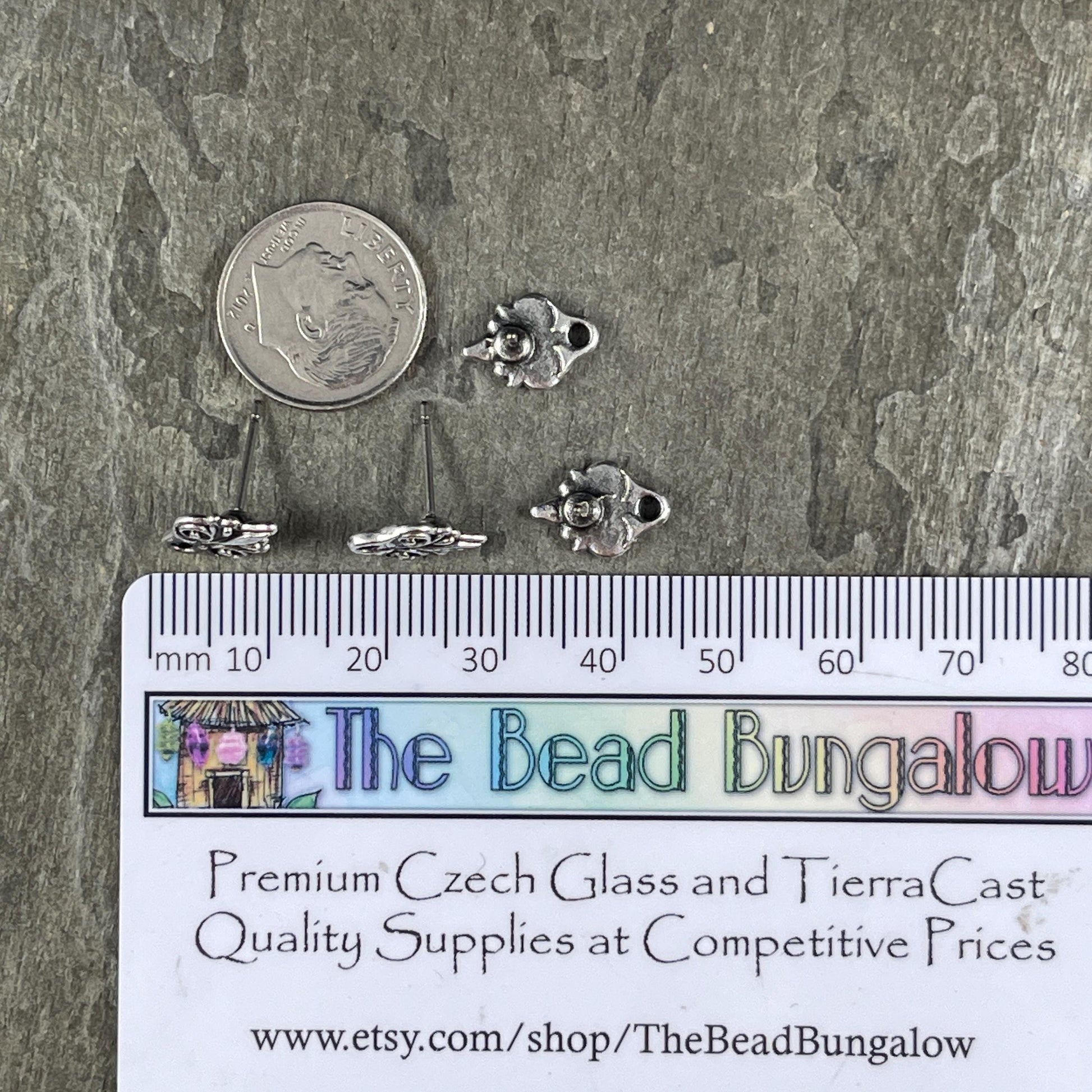 TierraCast Vignette Earring Post, Antiqued Silver with Titanium Post Earring (PF/428-77) * Qty. 4