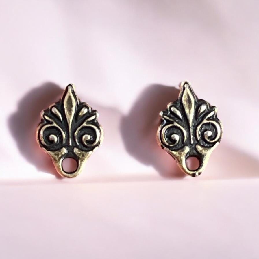 TierraCast Vignette Earring Post, Antiqued Brass Titanium Post Earring (PF/428-57) * Qty. 4