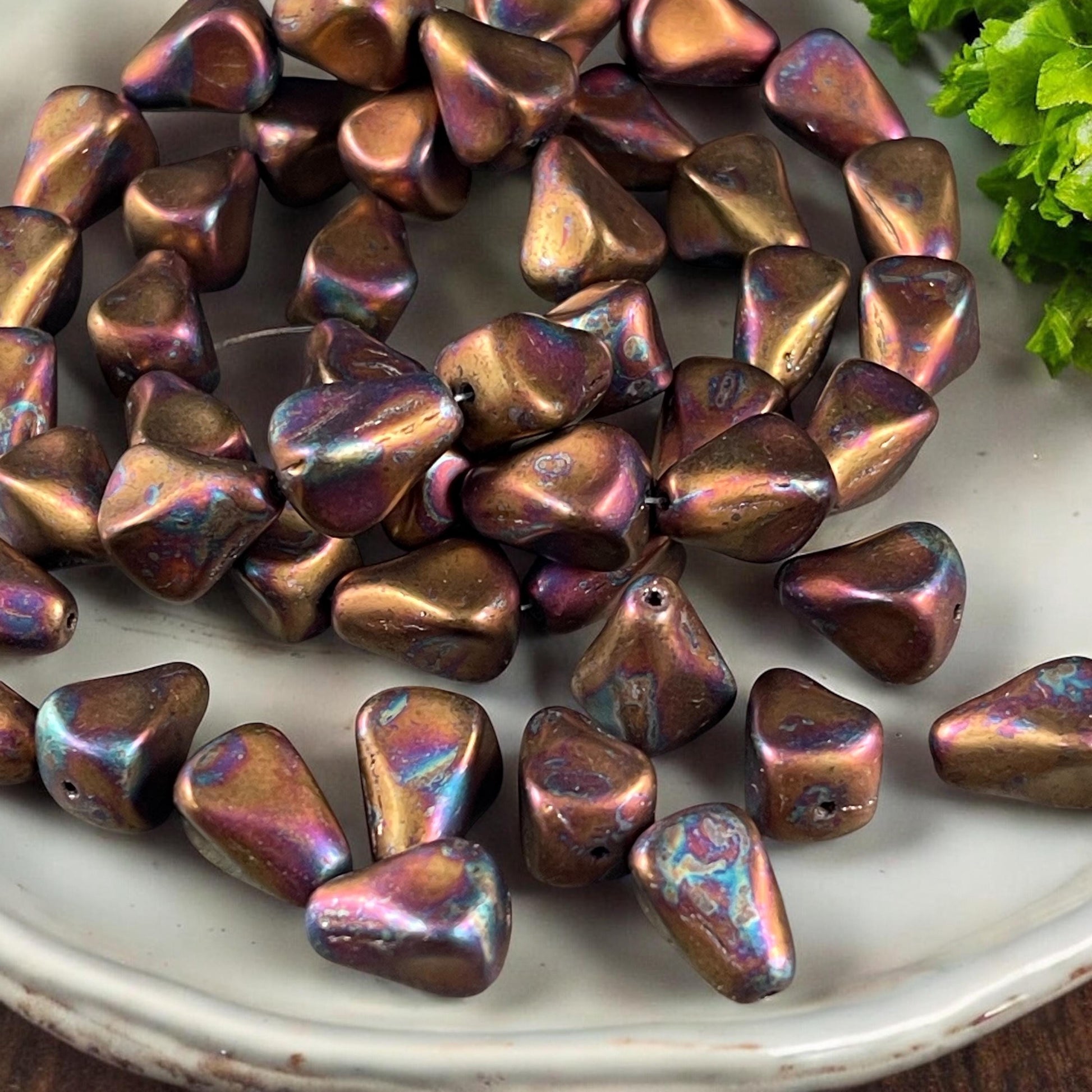 Czech Glass Beads - Raku Bronze Old Style Teardrop, Elegant Teardrop Bead (Drop/Raku) * Qty. 8