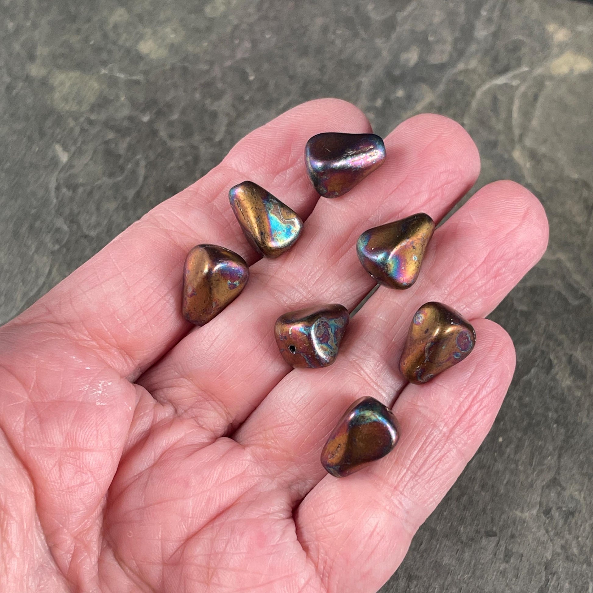 Czech Glass Beads - Raku Bronze Old Style Teardrop, Elegant Teardrop Bead (Drop/Raku) * Qty. 8