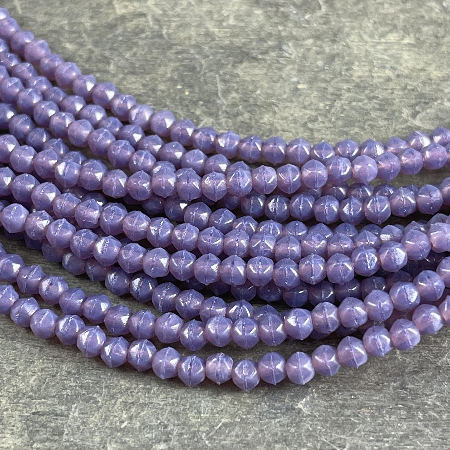 3mm English Cut Lavender Czech Glass Beads ~ Milky Amethyst Glass Beads (EC3/SM-21010) * Qty. 50