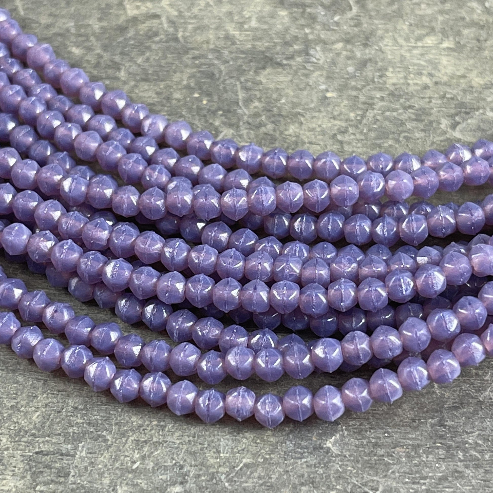 3mm English Cut Lavender Czech Glass Beads ~ Milky Amethyst Glass Beads (EC3/SM-21010) * Qty. 50