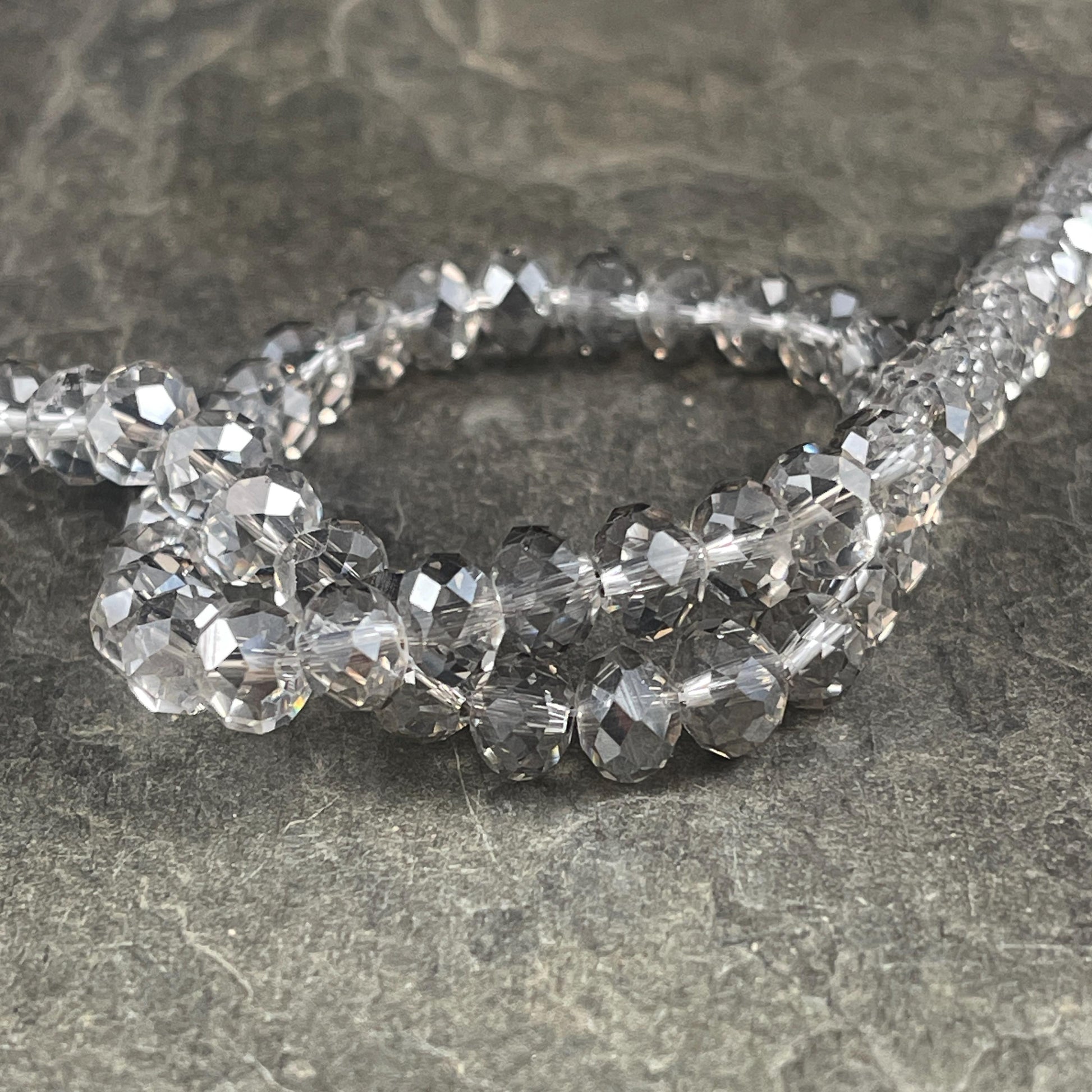 Black Diamond 8x6mm Rondelle, Transparent Gray Faceted Glass Beads (BlackDiamond-8) * 36 Beads