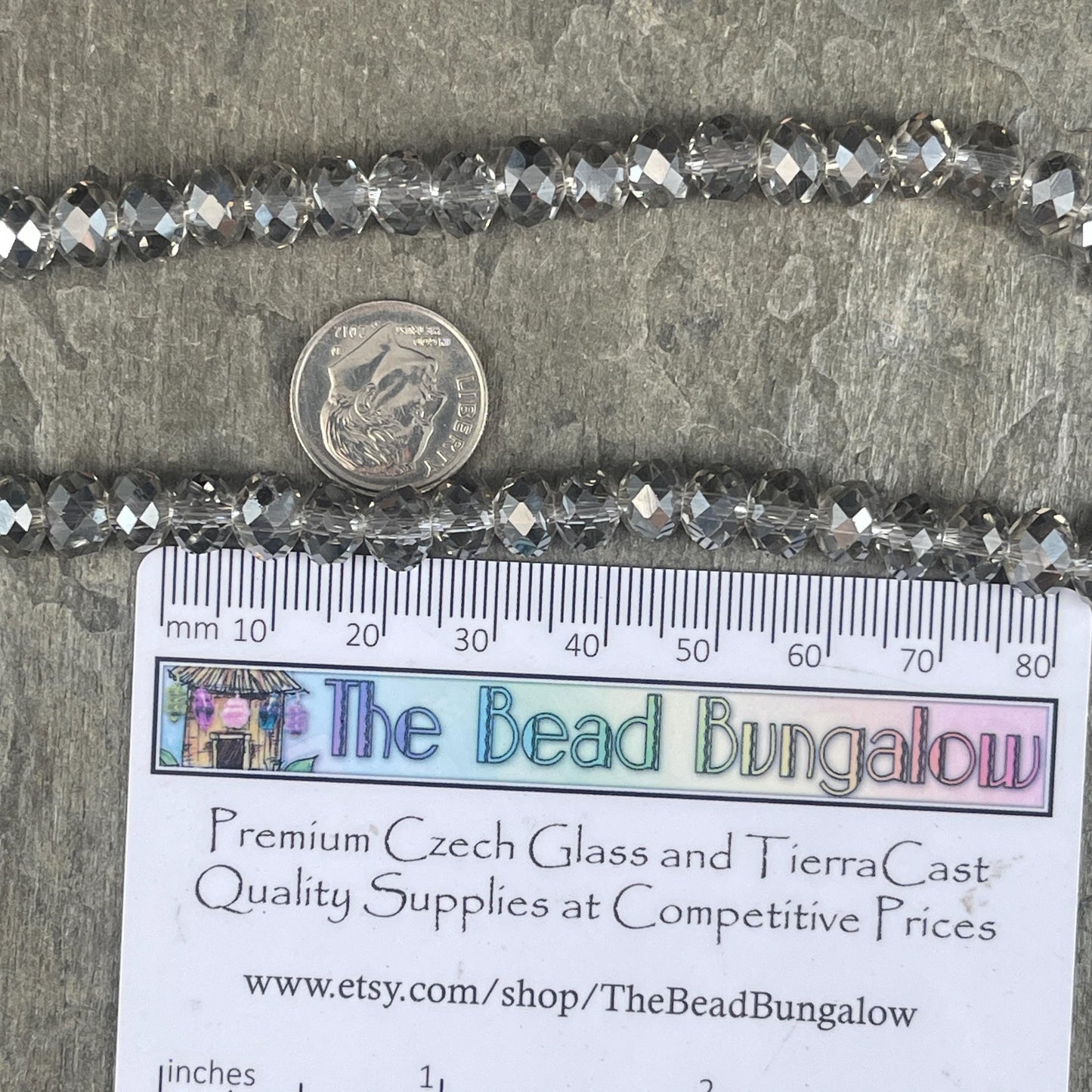 Black Diamond 8x6mm Rondelle, Transparent Gray Faceted Glass Beads (BlackDiamond-8) * 36 Beads