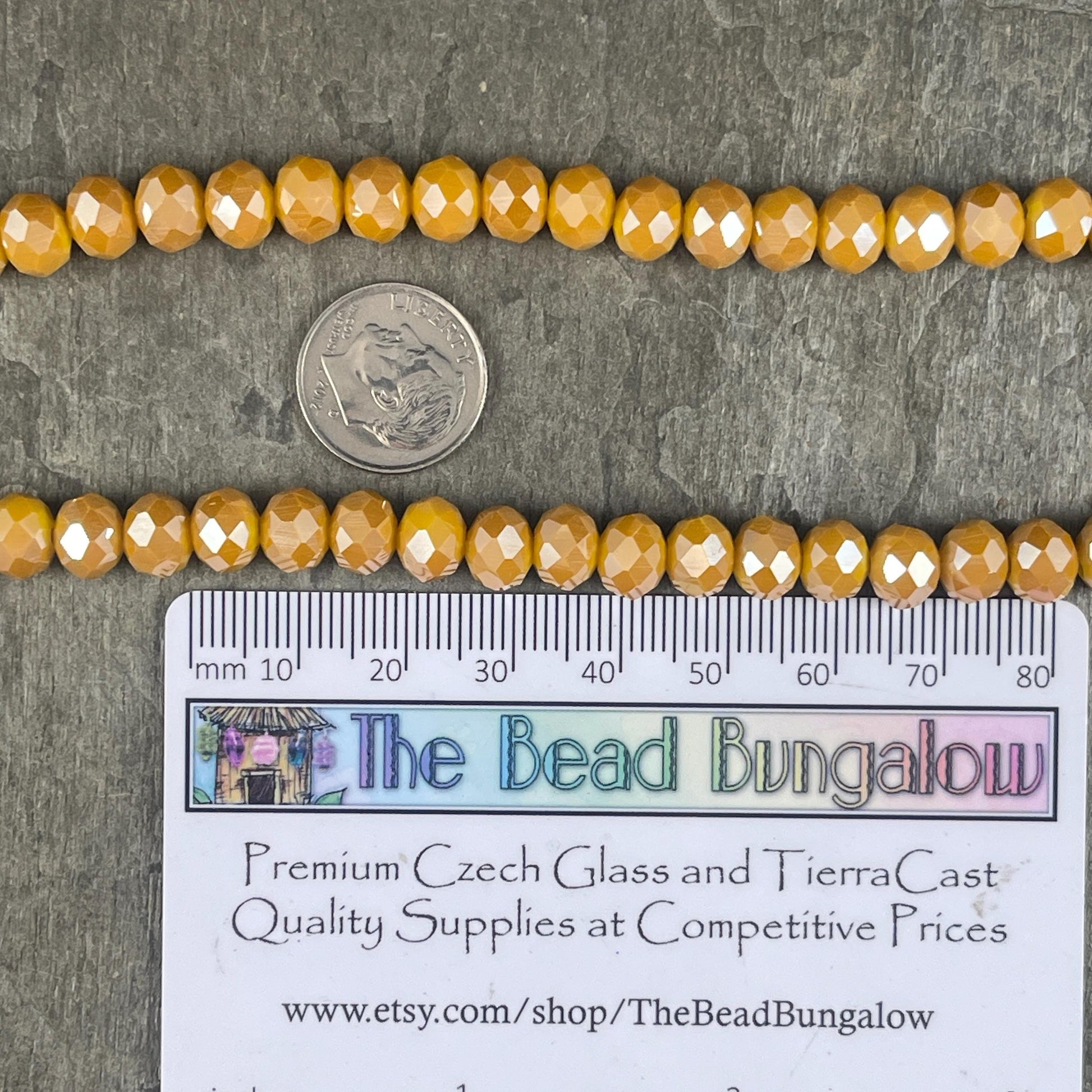 8x6mm Marigold Yellow Rondelle, Dark Yellow with AB Finish, Faceted Glass Beads (Marigold Yellow) * 36 Beads