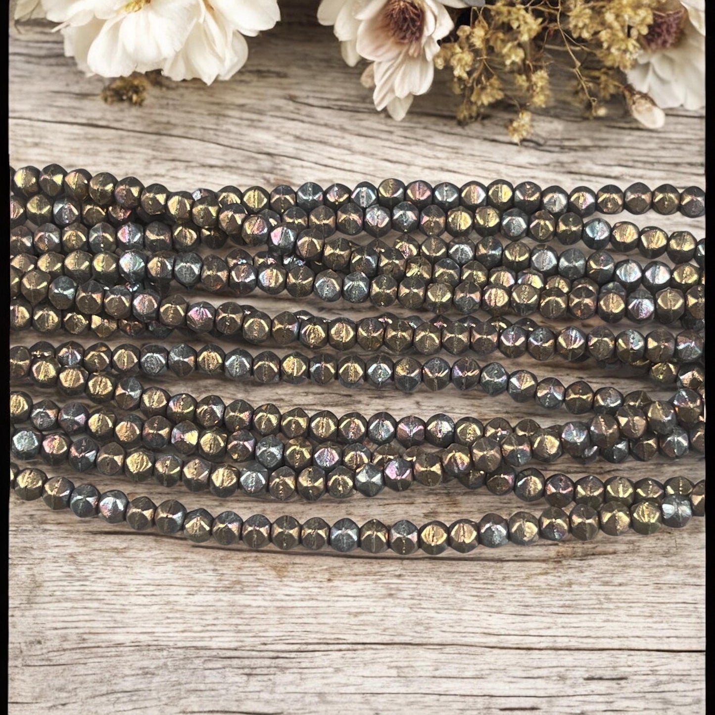 3mm English Cut Matte Oxidized Bronze Iris Glass Beads (EC/15768) * Qty. 50