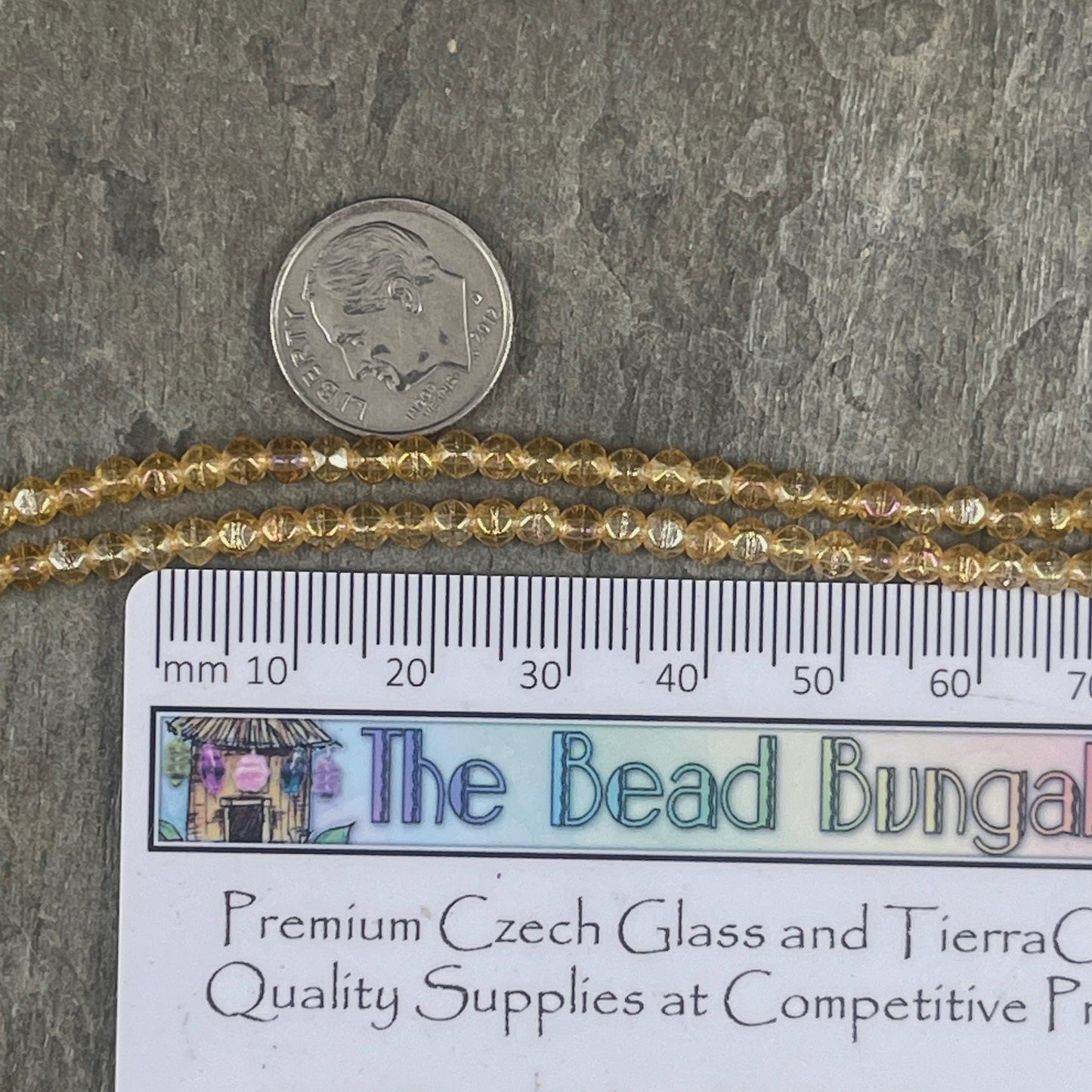 Czech Glass Beads - 3mm English Cut Golden Yellow Spacer Beads (EC/SM-LR1006) * Qty. 50
