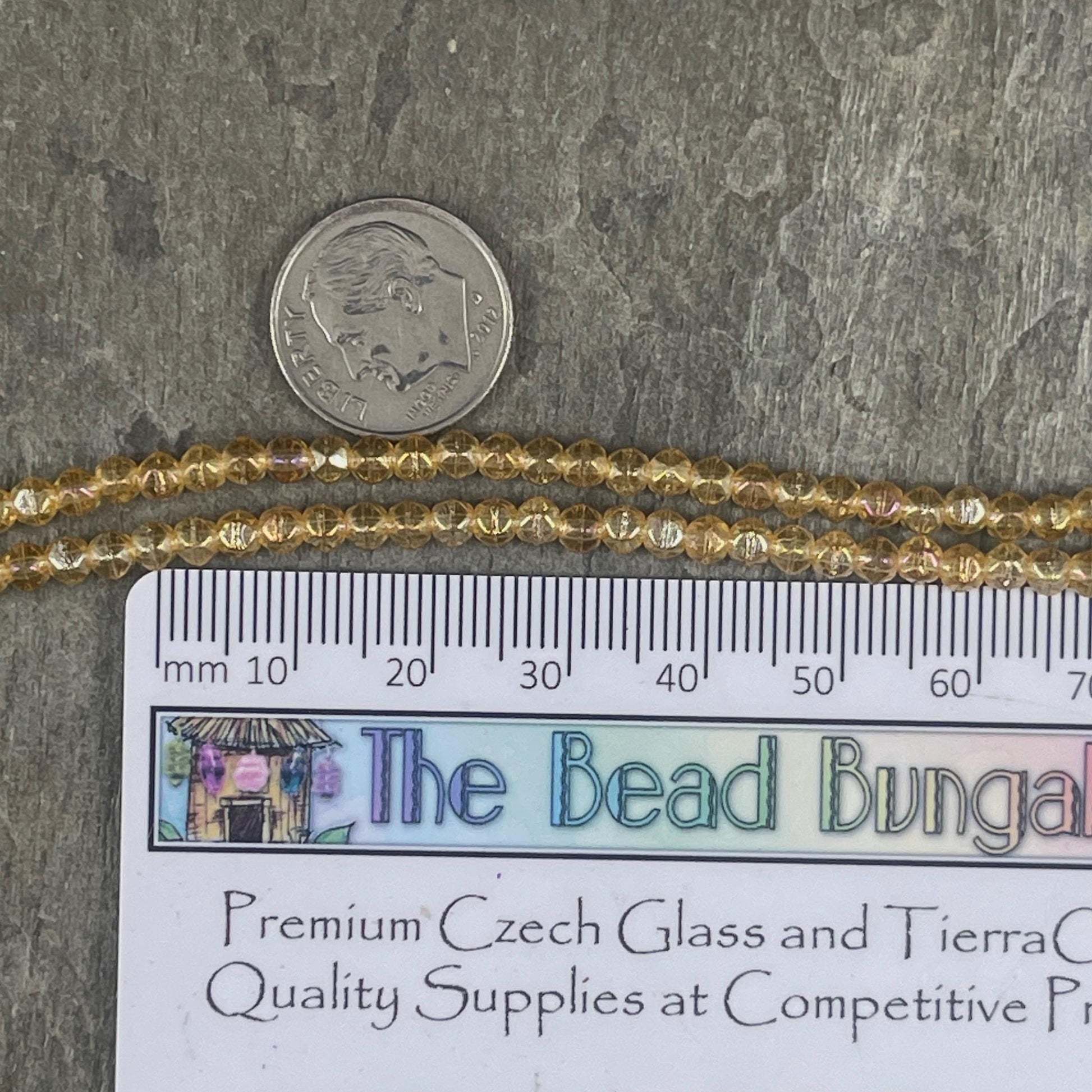 Czech Glass Beads - 3mm English Cut Golden Yellow Spacer Beads (EC/SM-LR1006) * Qty. 50