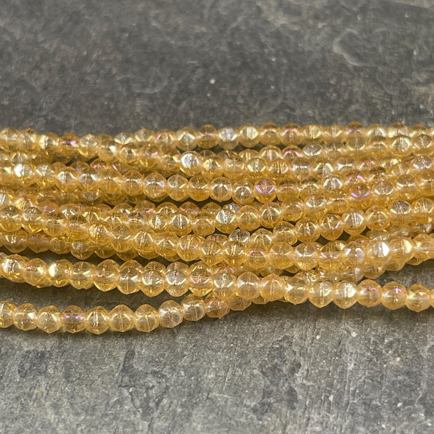 Czech Glass Beads - 3mm English Cut Golden Yellow Spacer Beads (EC/SM-LR1006) * Qty. 50