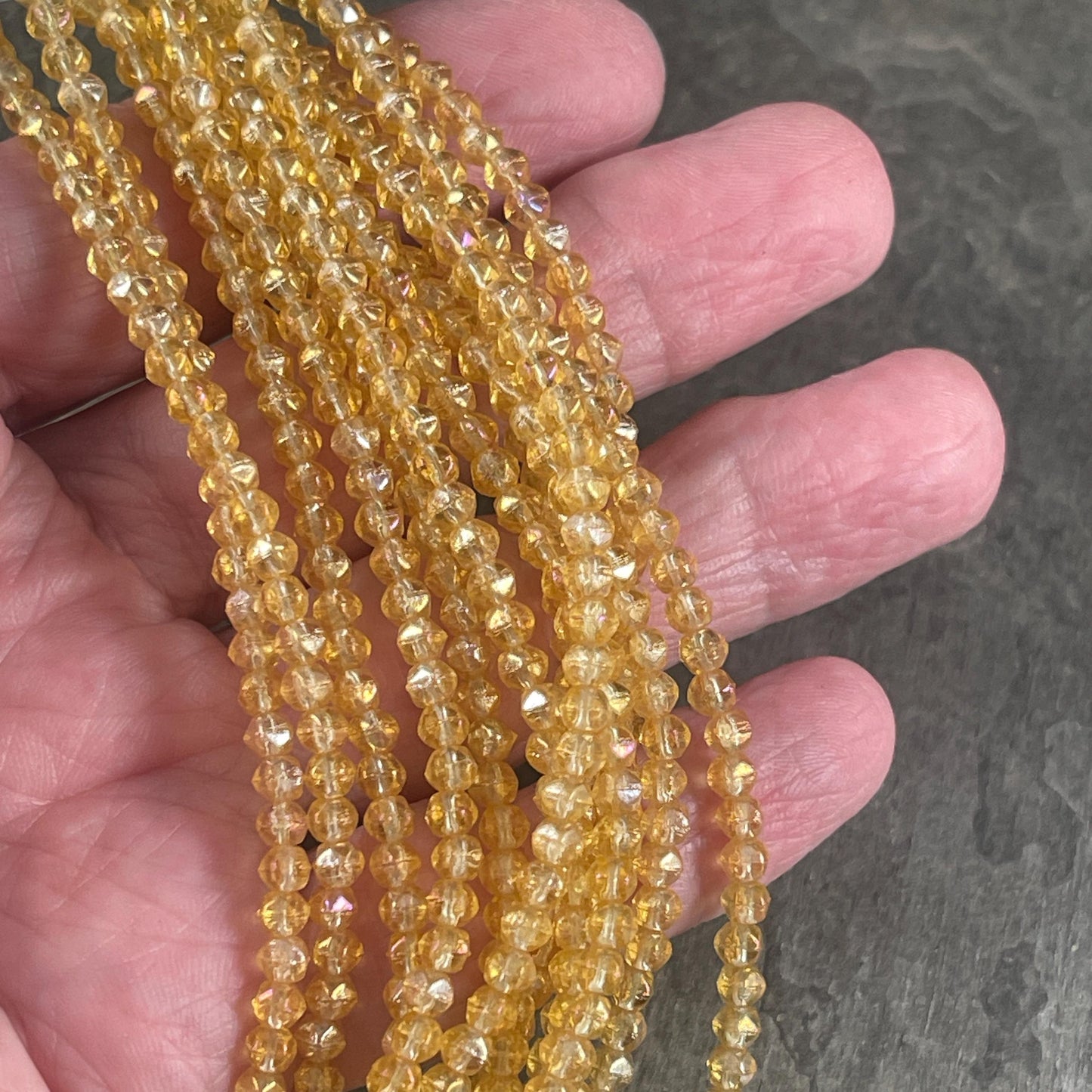 Czech Glass Beads - 3mm English Cut Golden Yellow Spacer Beads (EC/SM-LR1006) * Qty. 50