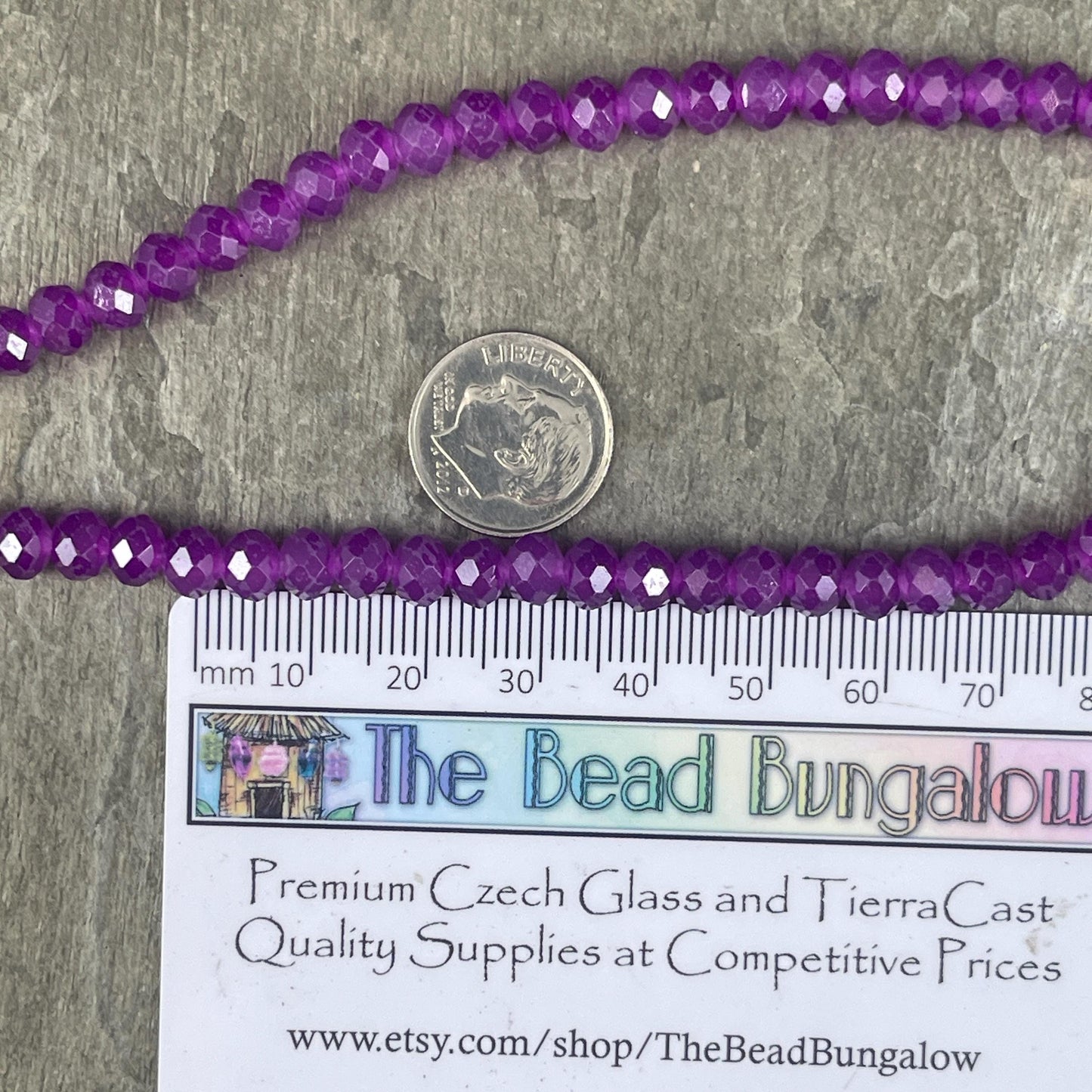 6x5mm Faceted Glass Beads, Neon Purple Rondelles, Bright Purple (NeonPurple-6) * 80 Beads