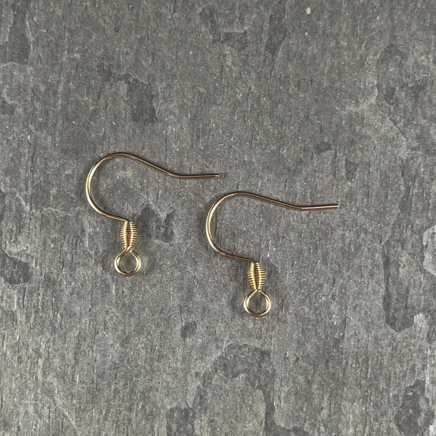 Hypoallergenic Gold Ear Wires, 18k Gold Plated 304 Stainless Steel, 18mm French Hook with Bicone Coil (H436-04G) * Qty. 30