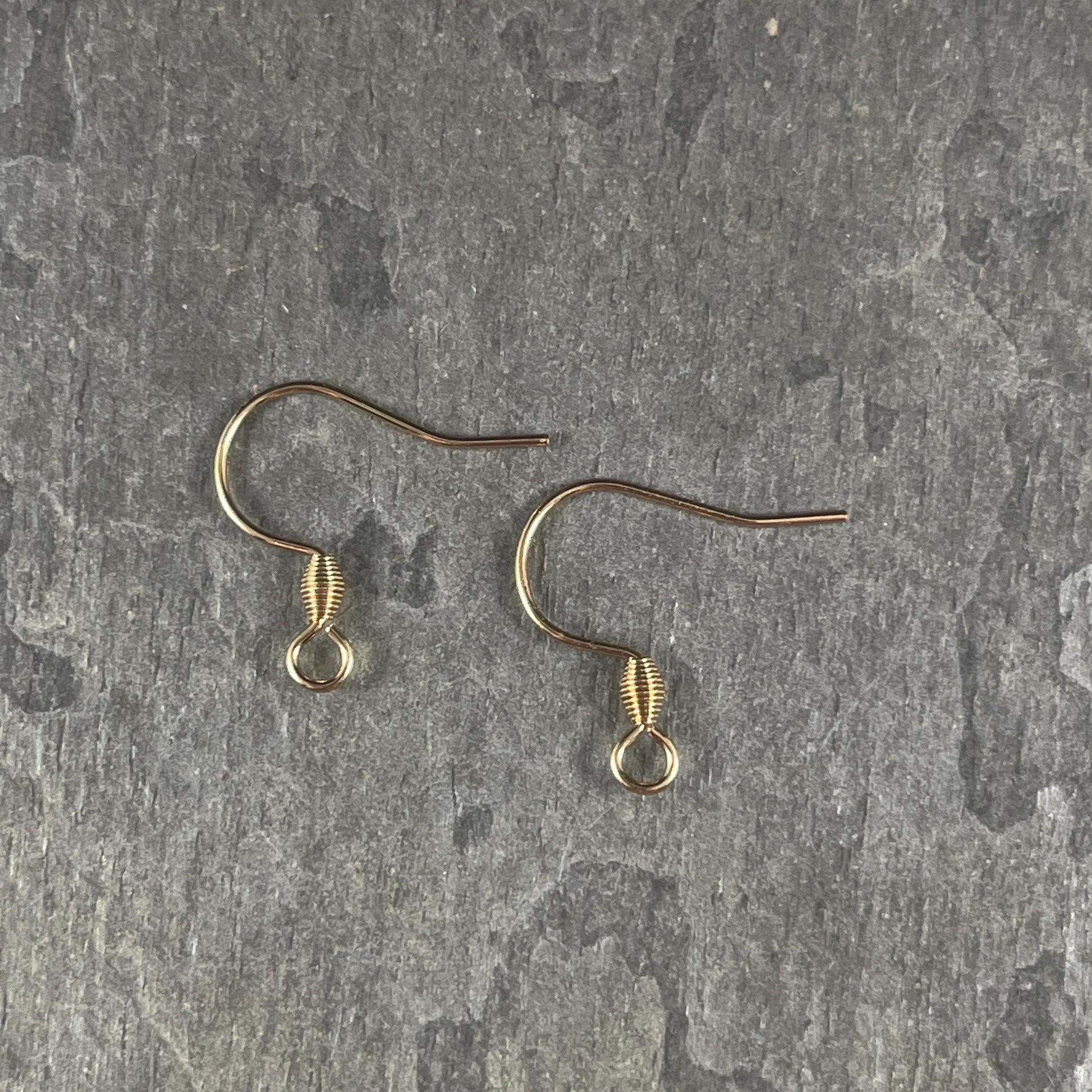 Hypoallergenic Gold Ear Wires, 18k Gold Plated 304 Stainless Steel, 18mm French Hook with Bicone Coil (H436-04G) * Qty. 30