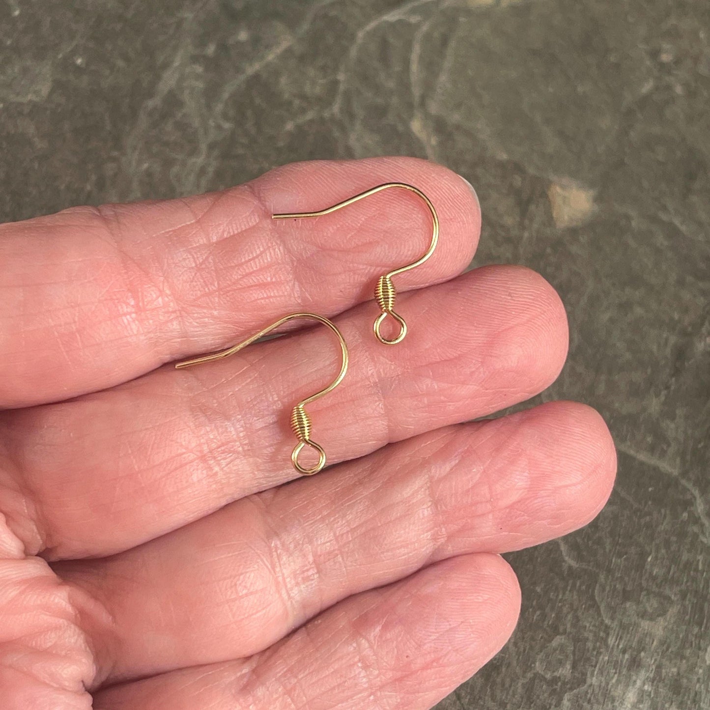 Hypoallergenic Gold Ear Wires, 18k Gold Plated 304 Stainless Steel, 18mm French Hook with Bicone Coil (H436-04G) * Qty. 30