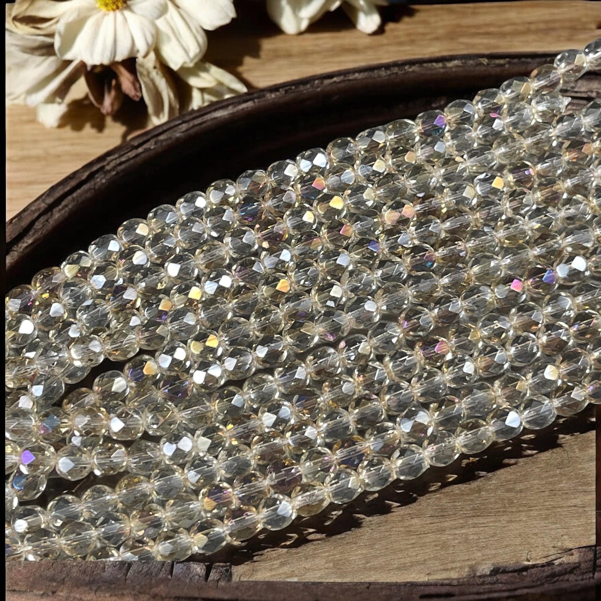 Czech Glass Beads - 6mm Faceted Round Beads, Twighlight Crystal (FP6/SM-W0003) * Qty. 25