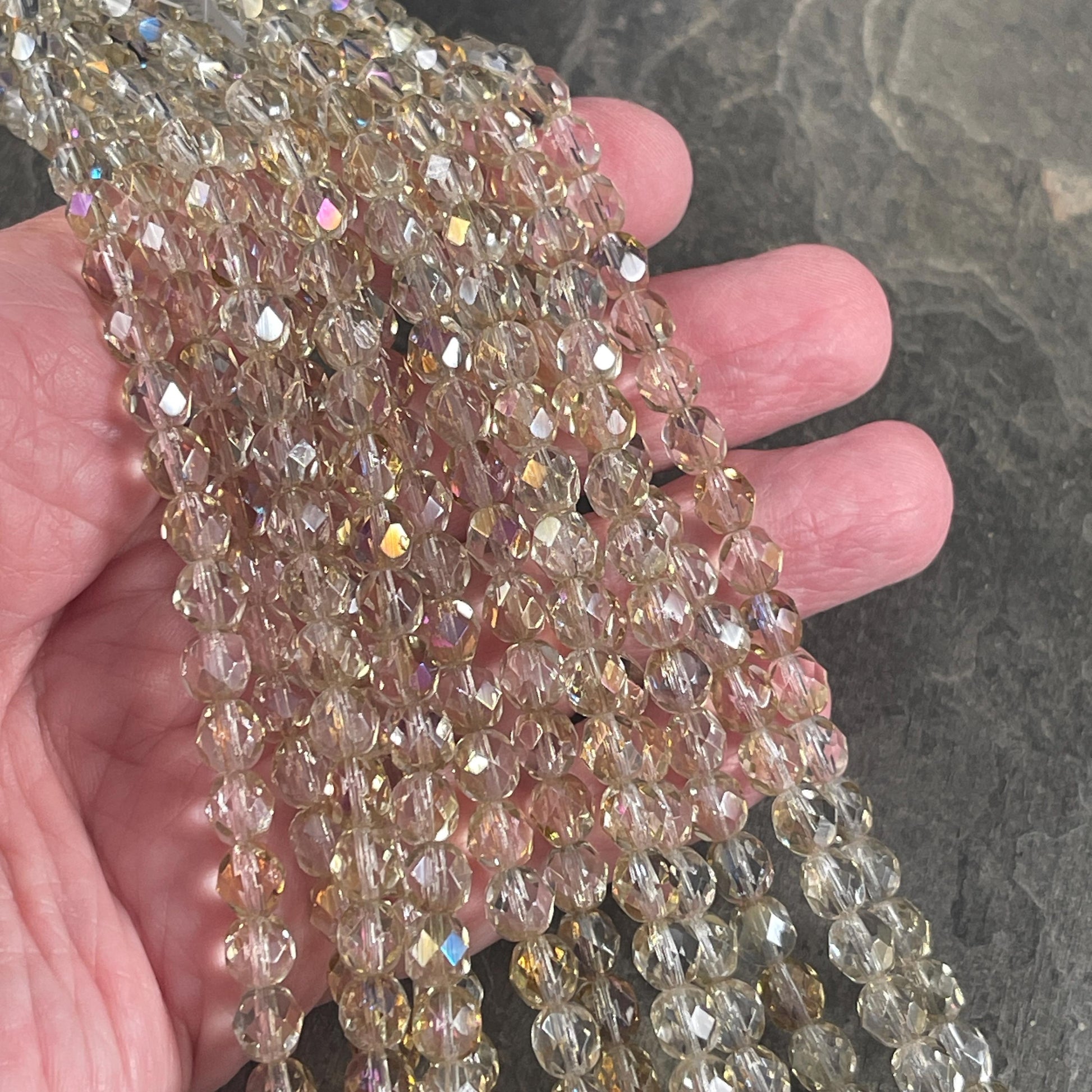 Czech Glass Beads - 6mm Faceted Round Beads, Twighlight Crystal (FP6/SM-W0003) * Qty. 25