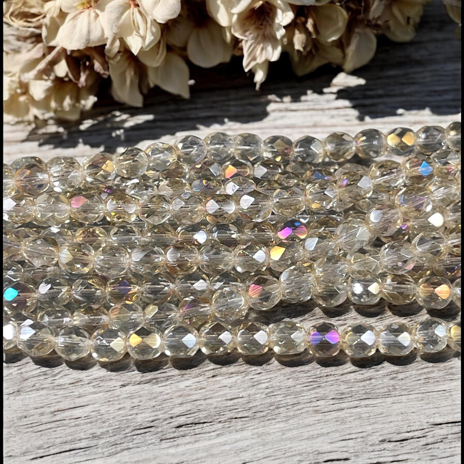 Czech Glass Beads - 6mm Faceted Round Beads, Twighlight Crystal (FP6/SM-W0003) * Qty. 25