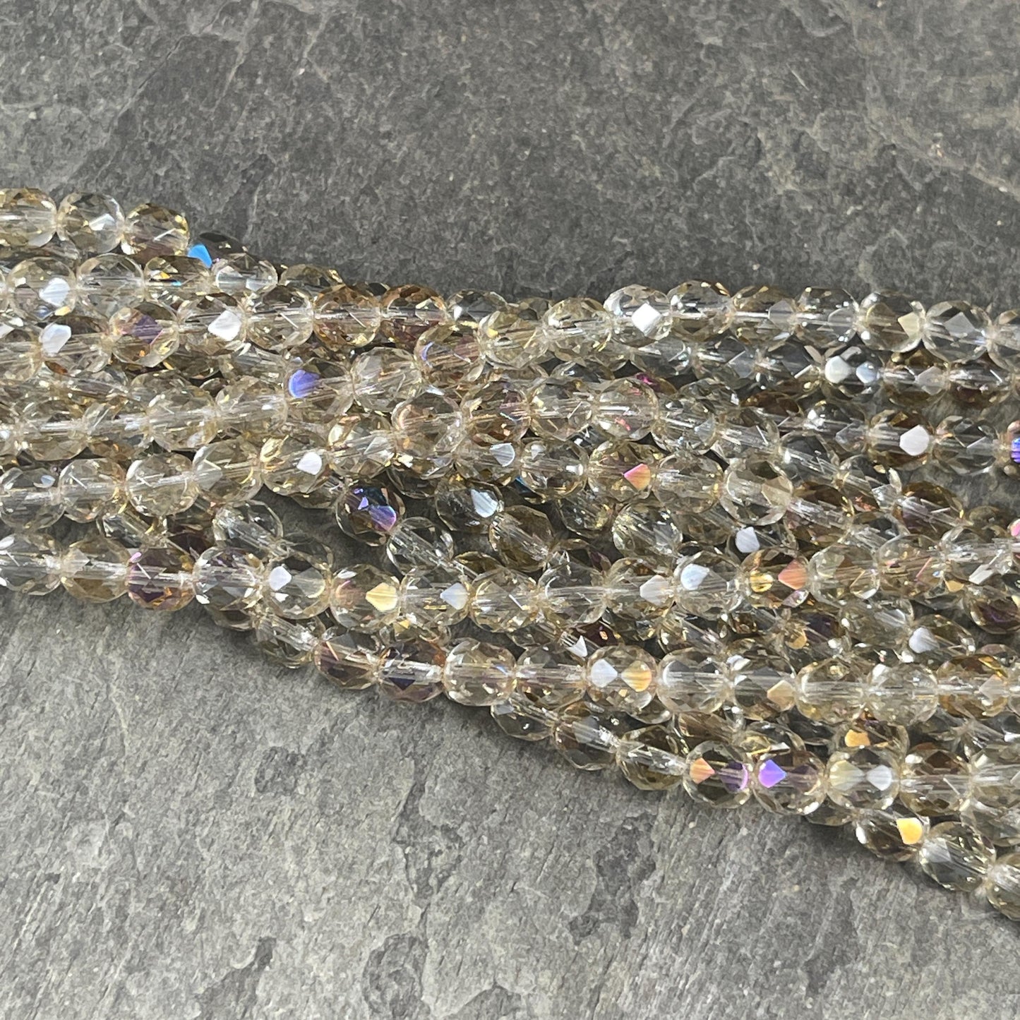 Czech Glass Beads - 6mm Faceted Round Beads, Twighlight Crystal (FP6/SM-W0003) * Qty. 25