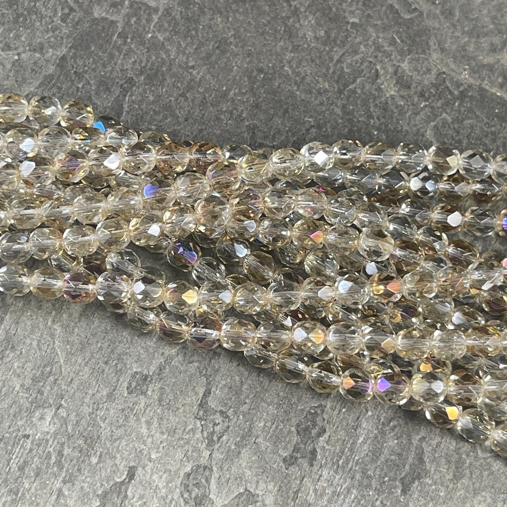 Czech Glass Beads - 6mm Faceted Round Beads, Twighlight Crystal (FP6/SM-W0003) * Qty. 25